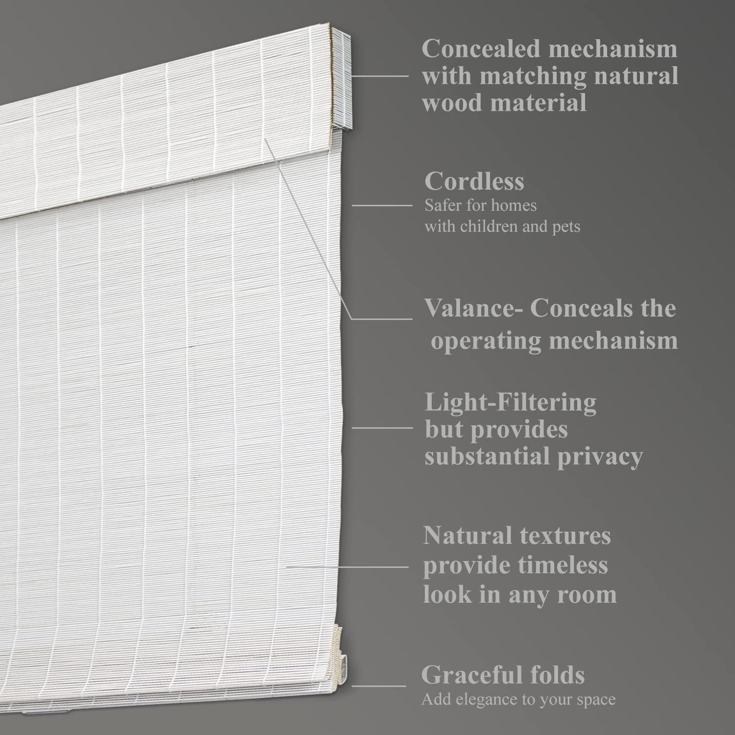 CHICOLOGY CHICOLOGY Handcrafted Custom Bamboo Blinds, Bamboo Shades, Roman Shades for Windows, Roman Window Shades for Home, Bamboo Shades for Patio, Custom Blinds & Shades, Koala (Bamboo), 20.375" W X 72" H