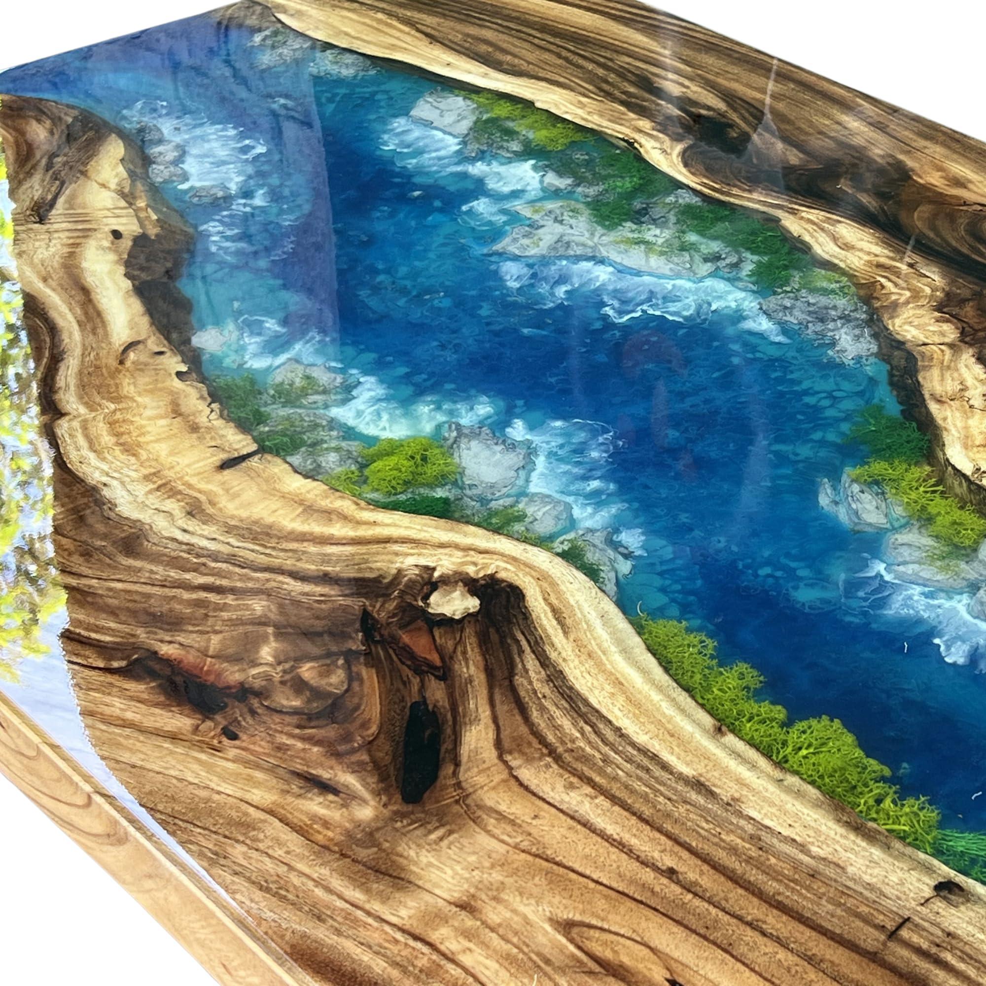Generic Customized Breathtaking Scenery Epoxy Resin Table, Handmade Live Edge Epoxy Resin Dining Table Top, Coffee Table, Living Room Table, Kitchen Table, Custom Craft Table (24x36 inch)