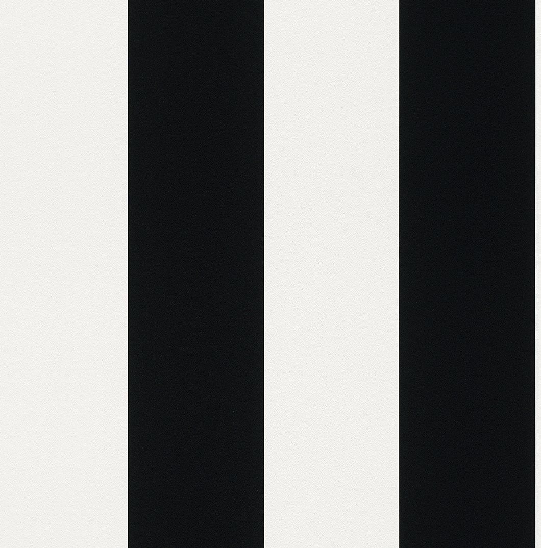 Rasch Rasch, “Just Me” Paper Wallpaper, Graphic Design, Striped, Black and Cream/White Colour, 286694