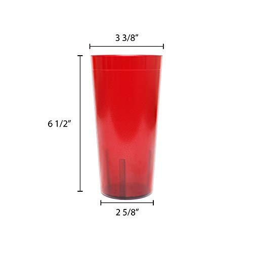 Thunder Group NEW, 20 oz. Restaurant Tumbler Beverage Cup, Stackable Cups, Break-Resistant Commmerical Plastic, Set of 6 - Ruby Red