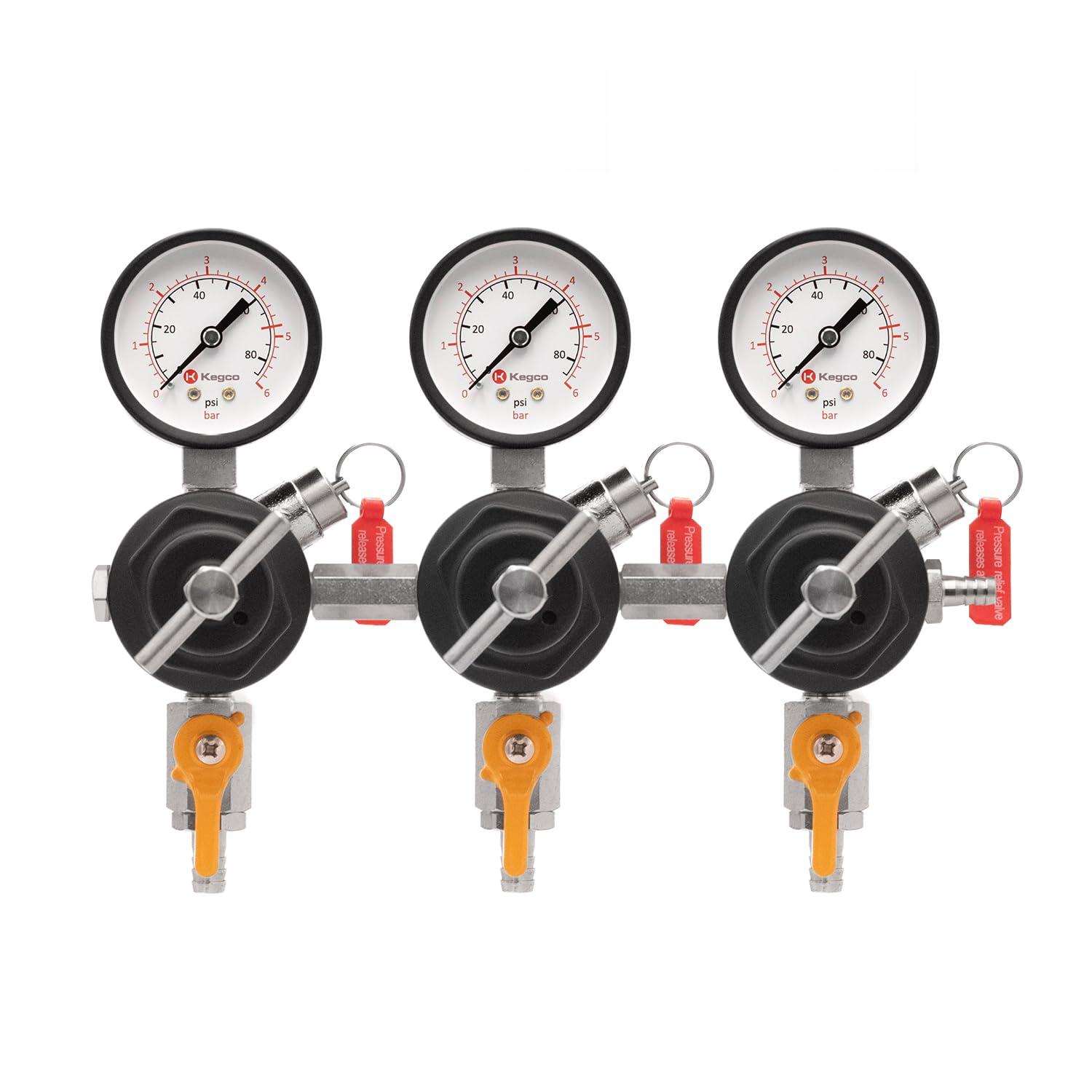 Kegco Kegco Secondary Regulator, Triple Gauge, Chrome