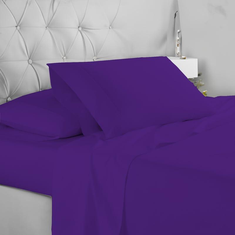 EASYCOT EASYCOT 1000 Thread Count Sheet Set 4 Piece 100% Cotton 12 Inch Deep Pocket Ultra Luxurious Breathable Long Staple Super Soft Easy Fit Wrinkle Free Cooling Hotel Luxury Bed Sheets (Purple, Full)