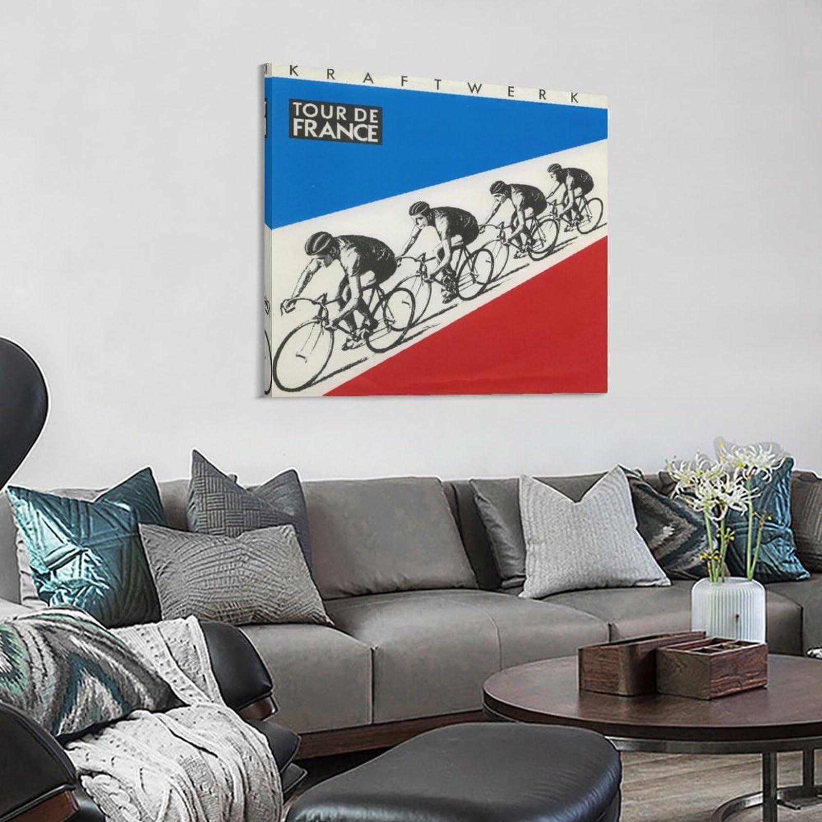 monvkaka monvkaka Kraftwerk Poster,Tour De France Soundtracks Music Poster Canvas Poster Wall Art Decor Print Picture Paintings for Living Room Bedroom Decoration 12x12inch(30x30cm), Frame-style