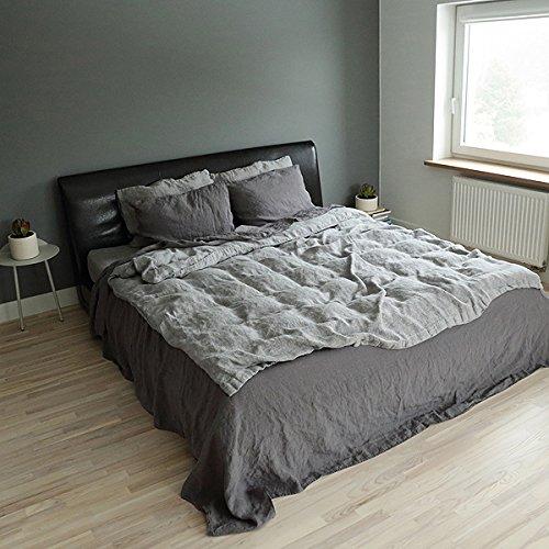 LinenMe LinenMe Stone Washed Bed Linen Flat Sheet, Steel Grey