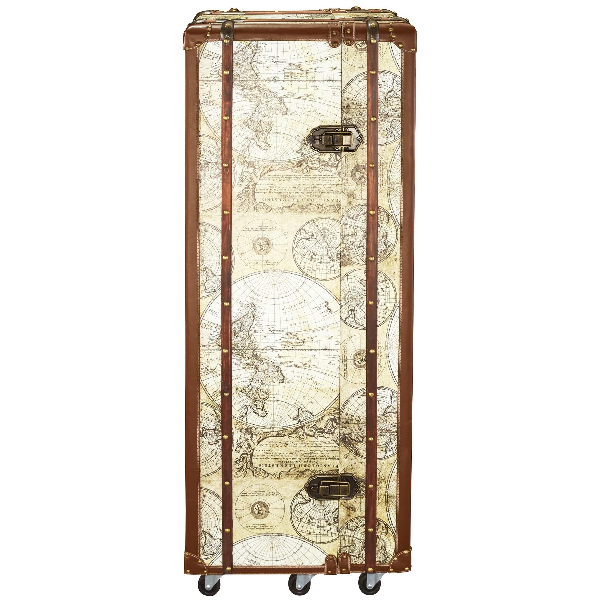 Design Toscano Design Toscano Italian-Style World Map Cocktail Bar Steamer Trunk, 49.5 Inch, full color