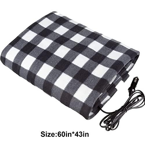 Wemune 12V Car Heated Blanket, Fleece Heating Blanket Car Electric Blanket Travel with 3 Speed Fast Heating for Men Women, Cold Weather, Home&Office, Car Travel Use 150x100cm