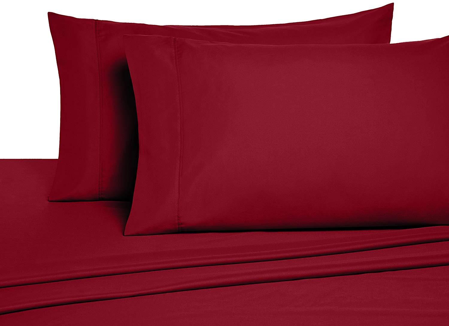 Angel\'s Enterprises Angel\'s Bedding Collection 100% Organic Cotton 800 Thread Count 24\" Pocket 4-Piece Bed Sheet Set Burgundy, Cal King