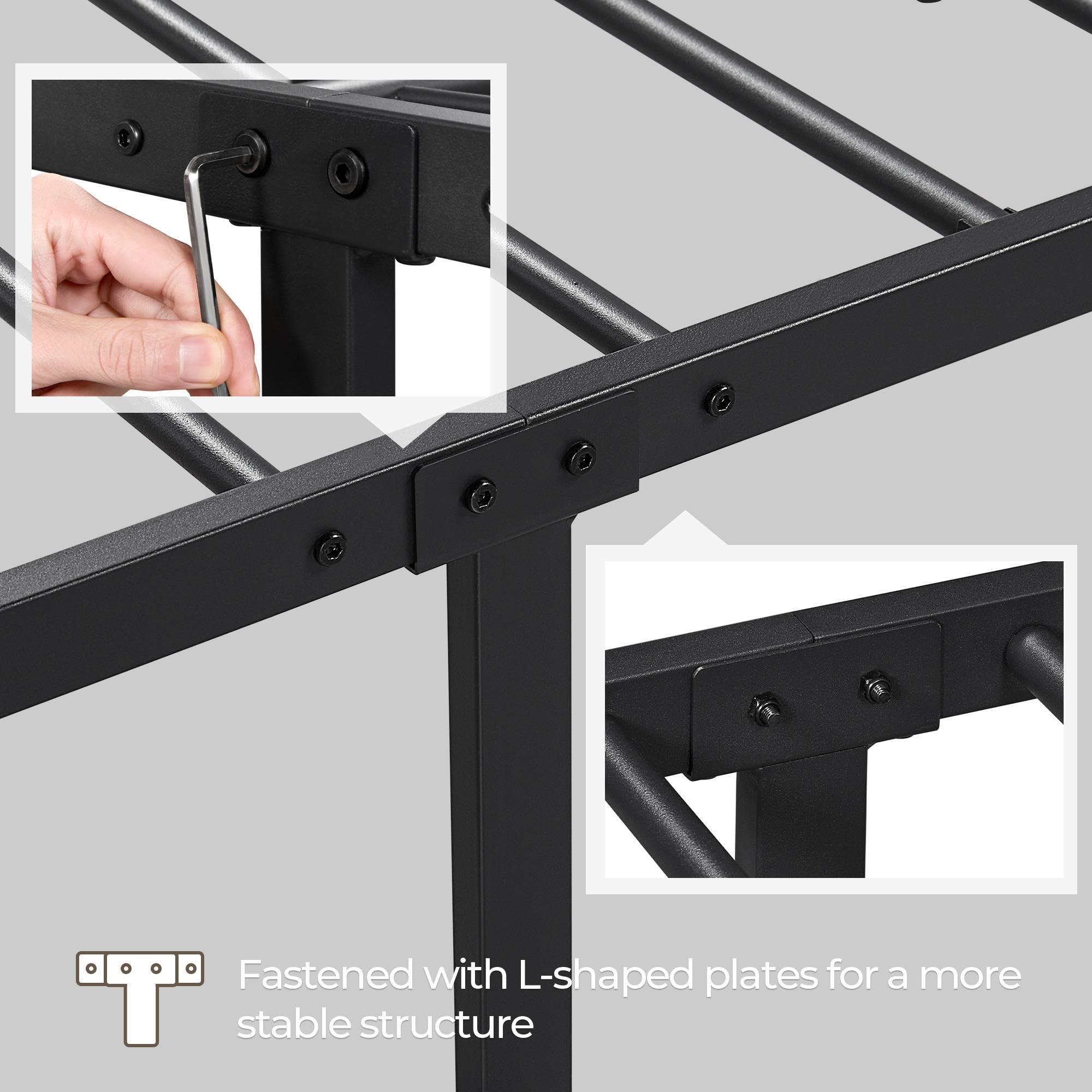 Yaheetech Yaheetech Twin Size Metal Bed Frames with Vintage Headboard and Footboard, Farmhouse Metal Platform Bed, Heavy Duty Steel Slat Support, Ample Under-Bed Storage, No Box Spring Needed, Black