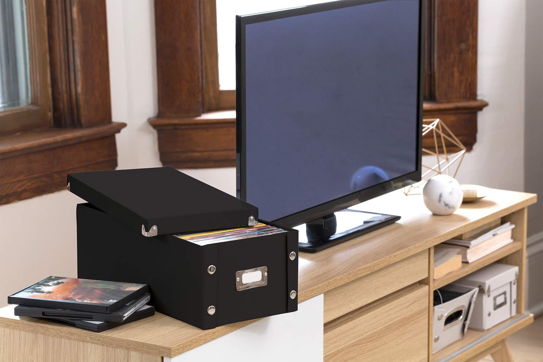 Snap-N-Store Snap-N-Store CD Storage Box - Pack of 1/2 - Durable Disc Holder with Lid to Store for Discs (1 Pack - DVD, Black)