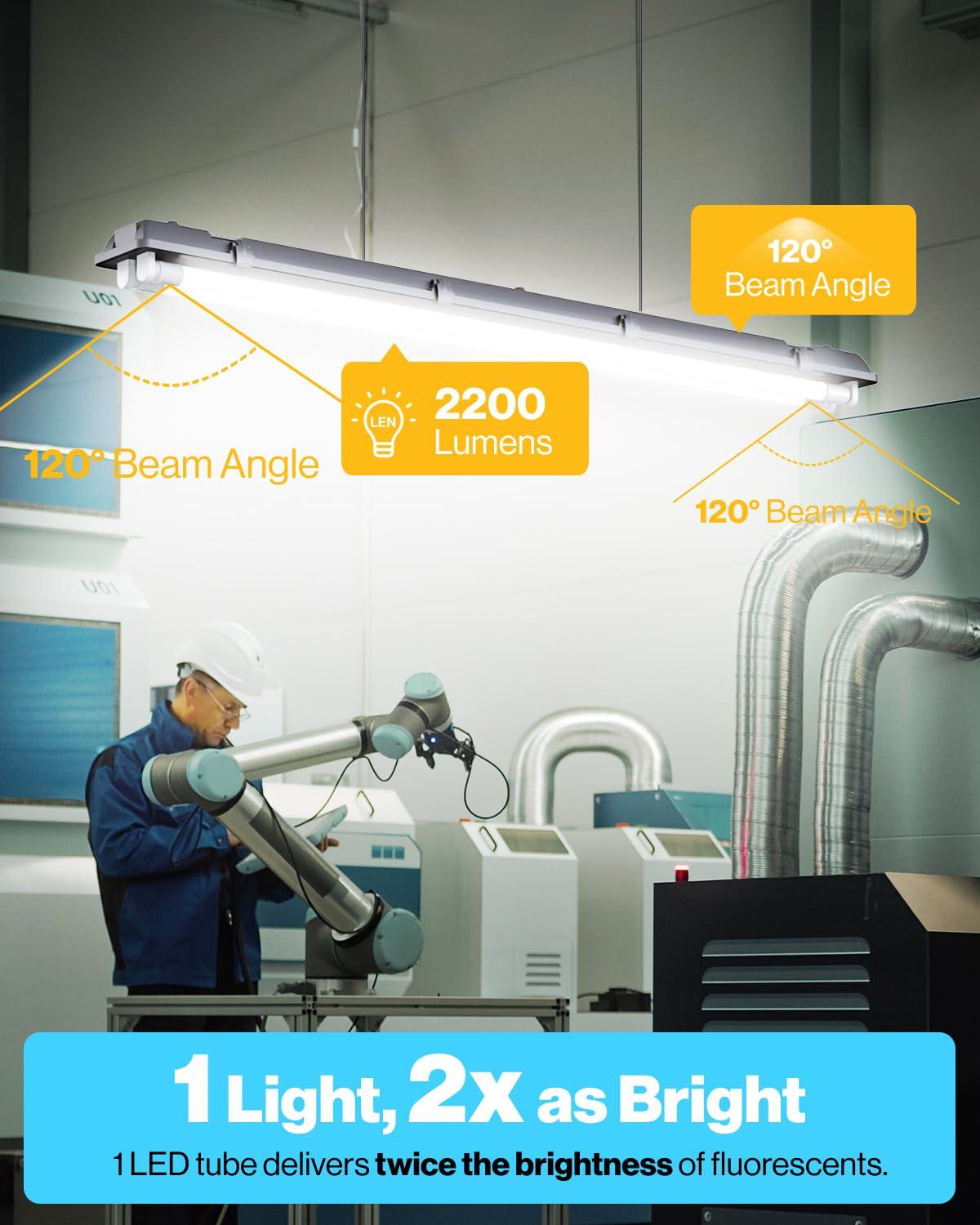 Sunco Lighting Sunco 50 Pack T8 LED Tubes 4FT Fluorescent Replacement, 48 Inch, 18W, 2200LM, 5000K Daylight, Single Ended Power, Clear Lens UL
