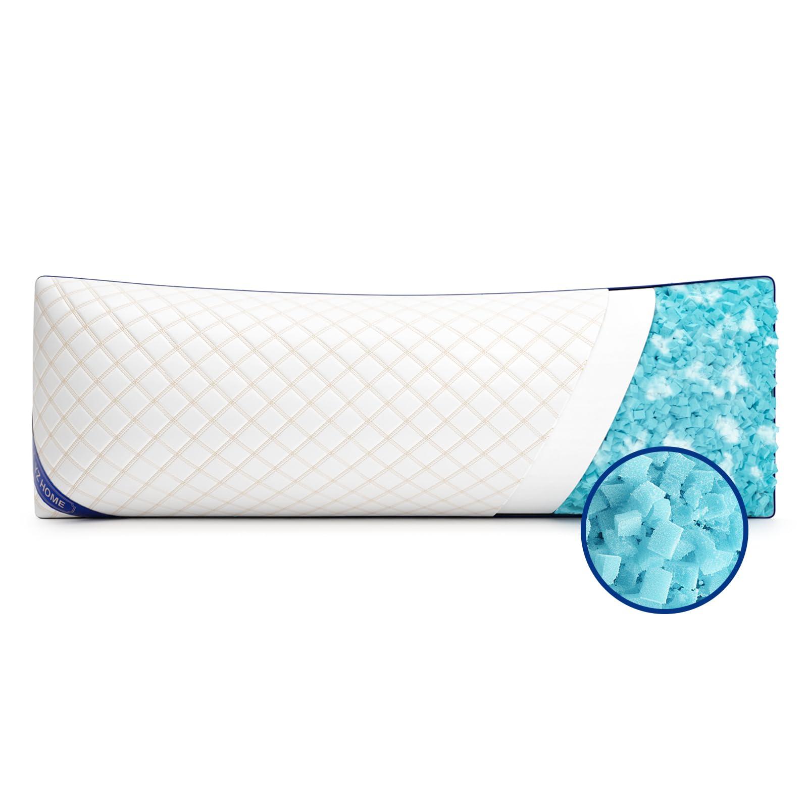 YZ HOME YZ HOME Long Body Pillow for Adults - Firm Body Pillow Insert with Shredded Blue Memory Foam, Adjustable Height, Soft Support for Side Sleeping, Pregnant Women, Washable (20x54 Inch, White)