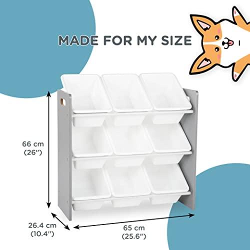 Humble Crew Humble Crew, Grey/White Toy Organizer, 9 Bin Storage, 24\" Tall