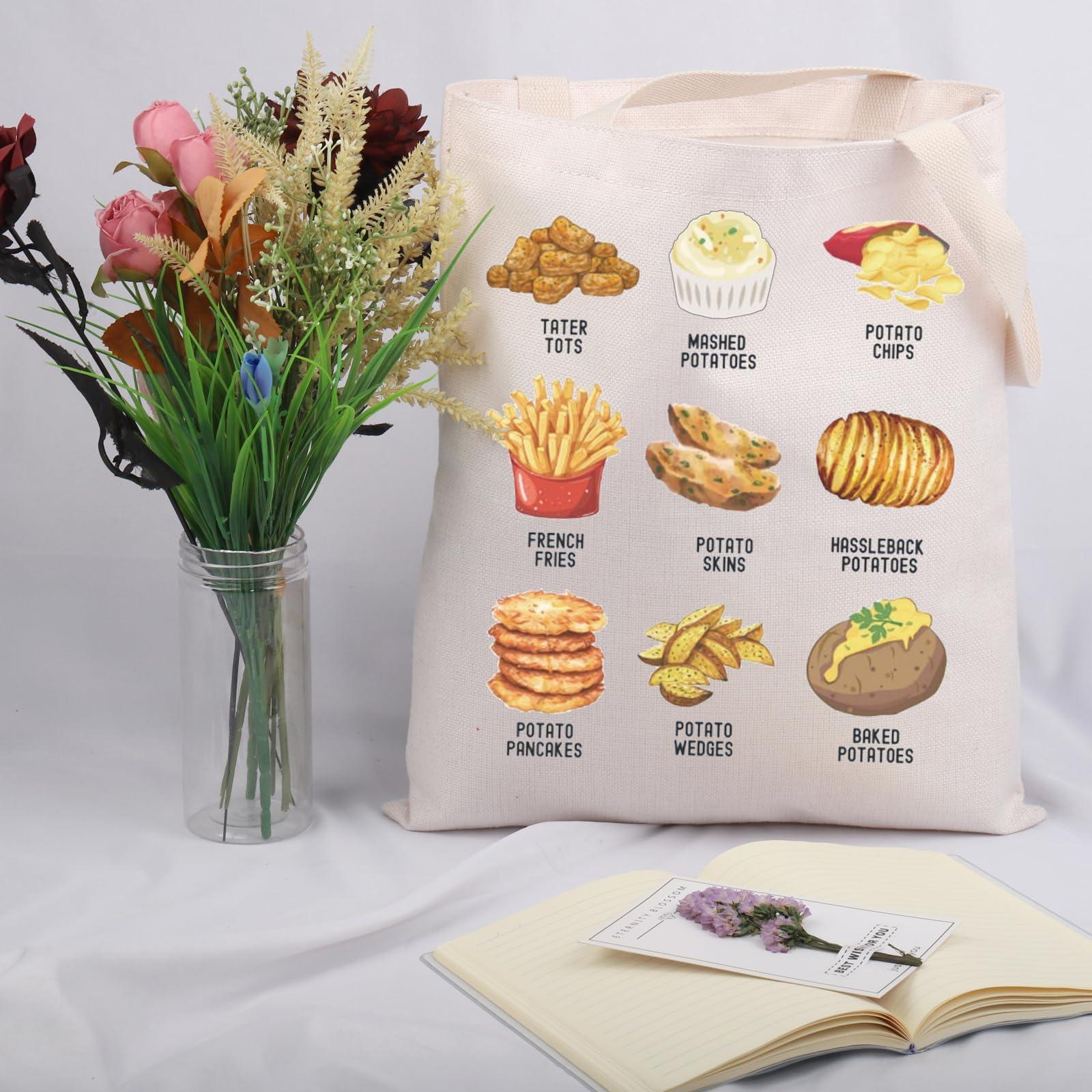 JNIAP JNIAP Potato Lovers Gift French Fry Tote Bag Potato Classification Gift For Her (Fry Potato Tote Bag)