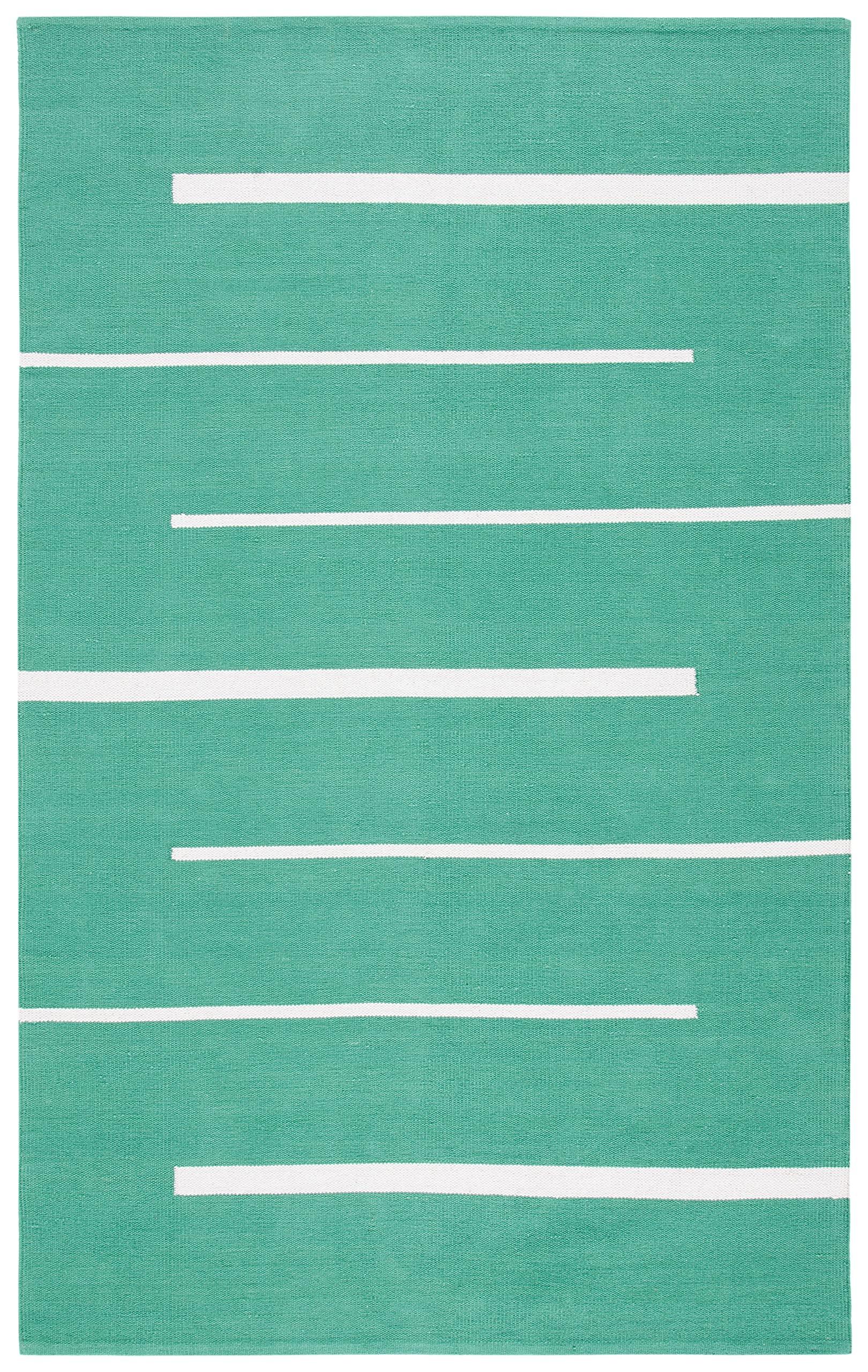 Safavieh SAFAVIEH Montauk Collection Area Rug - 6' x 9', Dark Green & Ivory, Handmade Flat Weave Boho Farmhouse Cotton Modern Stripe, Ideal for High Traffic Areas in Living Room, Bedroom (MTK311Y)