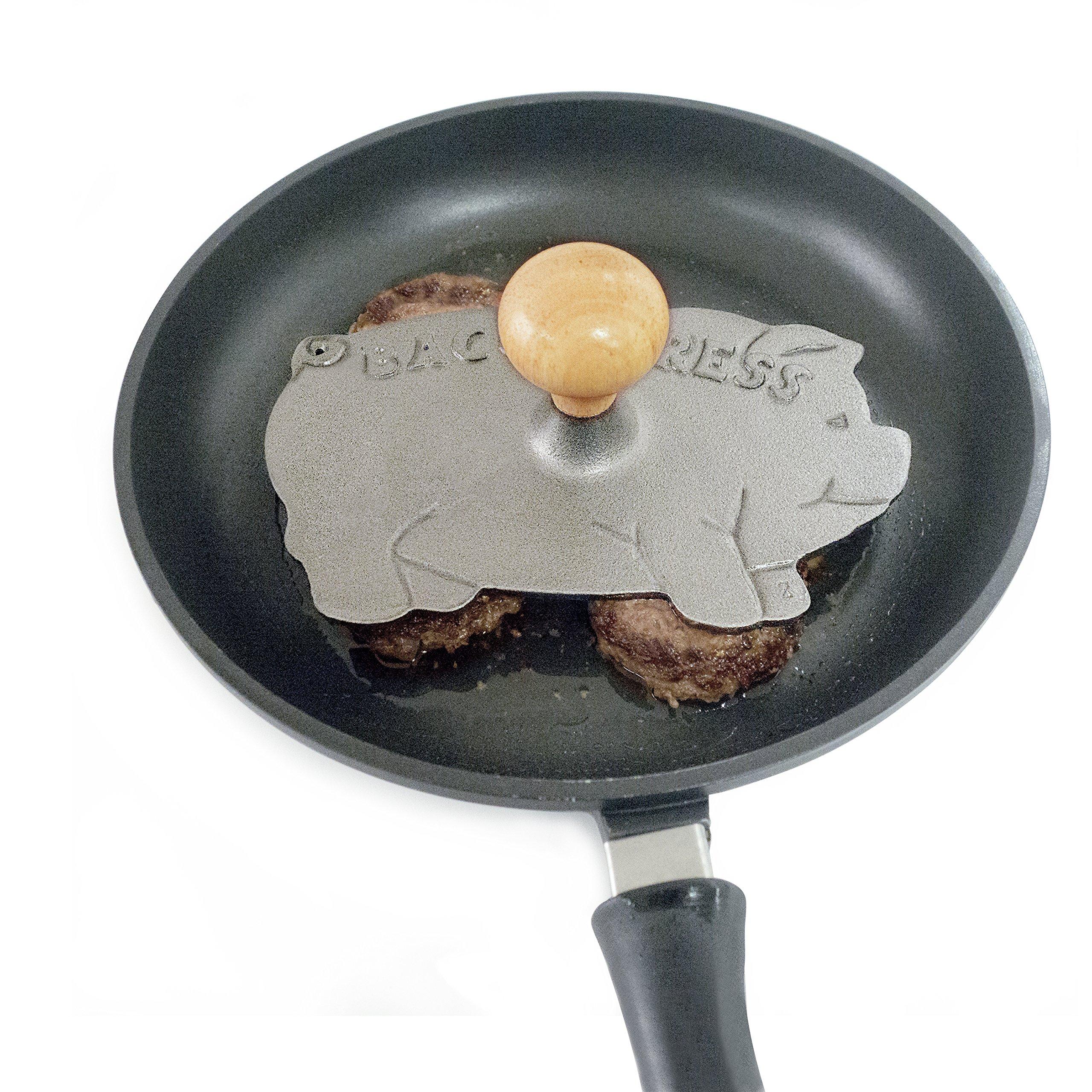 Norpro Norpro Cast Iron Pig Shaped Bacon Press with Wood Handle, 8.5in/21.5cm