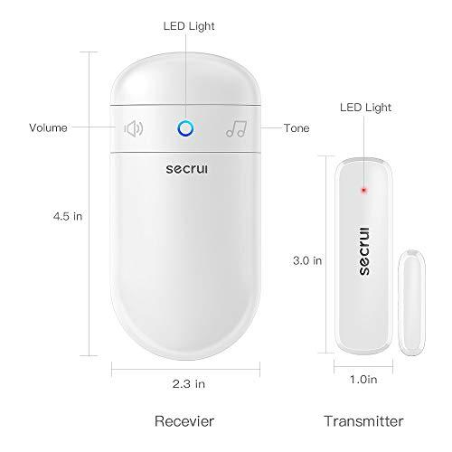 SECRUI Door Chime, Door Sensor Chime for Door Opens Door Ringer with 500ft Operating Range 52 Chime Adjustable Volume Mute Mode LED Indicators Entry Alert Chime for Business/Home/Office