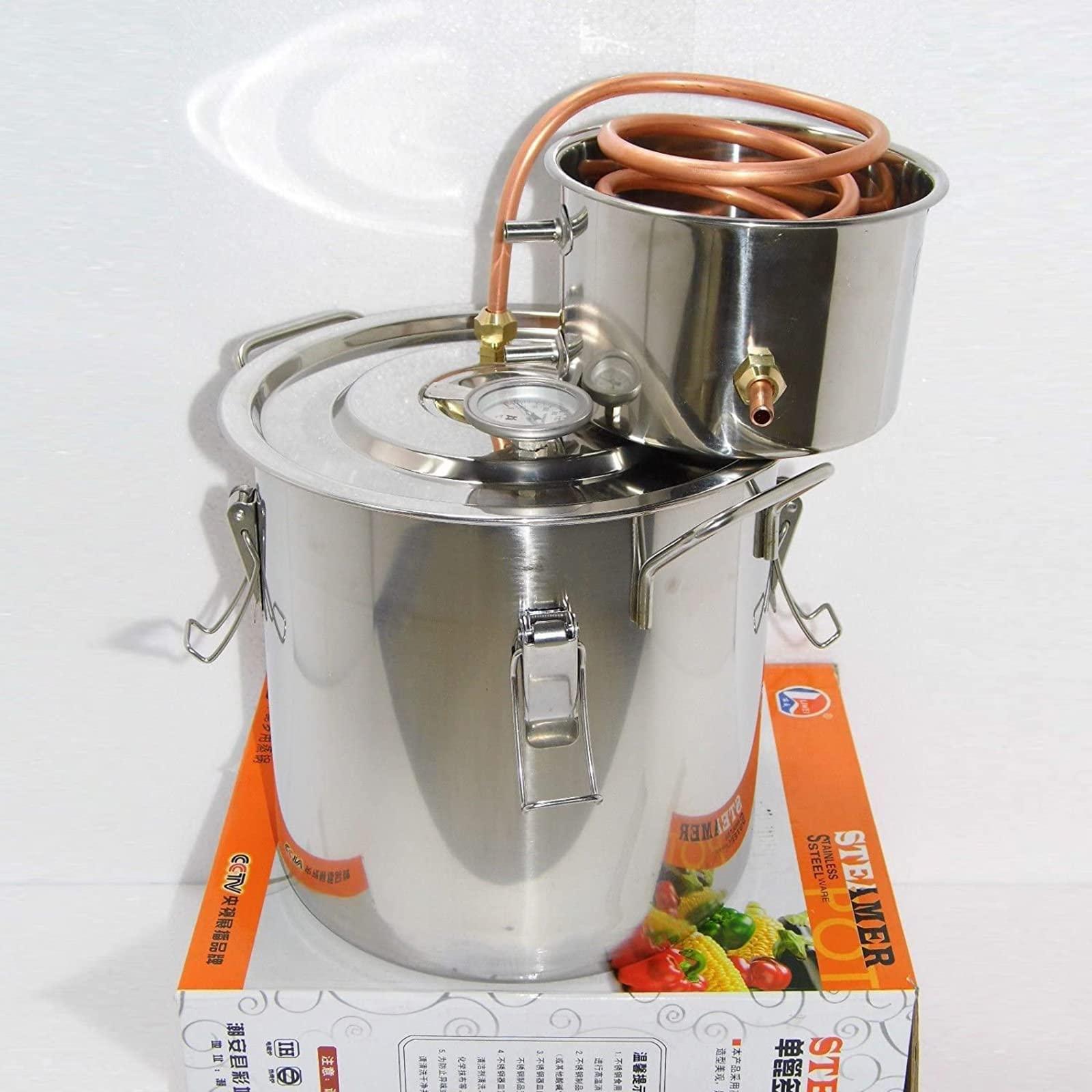 HKMA Stainless Steel Water Distiller with Built-in Thermometer and Copper Tube, Home Brewing,12l/3gal