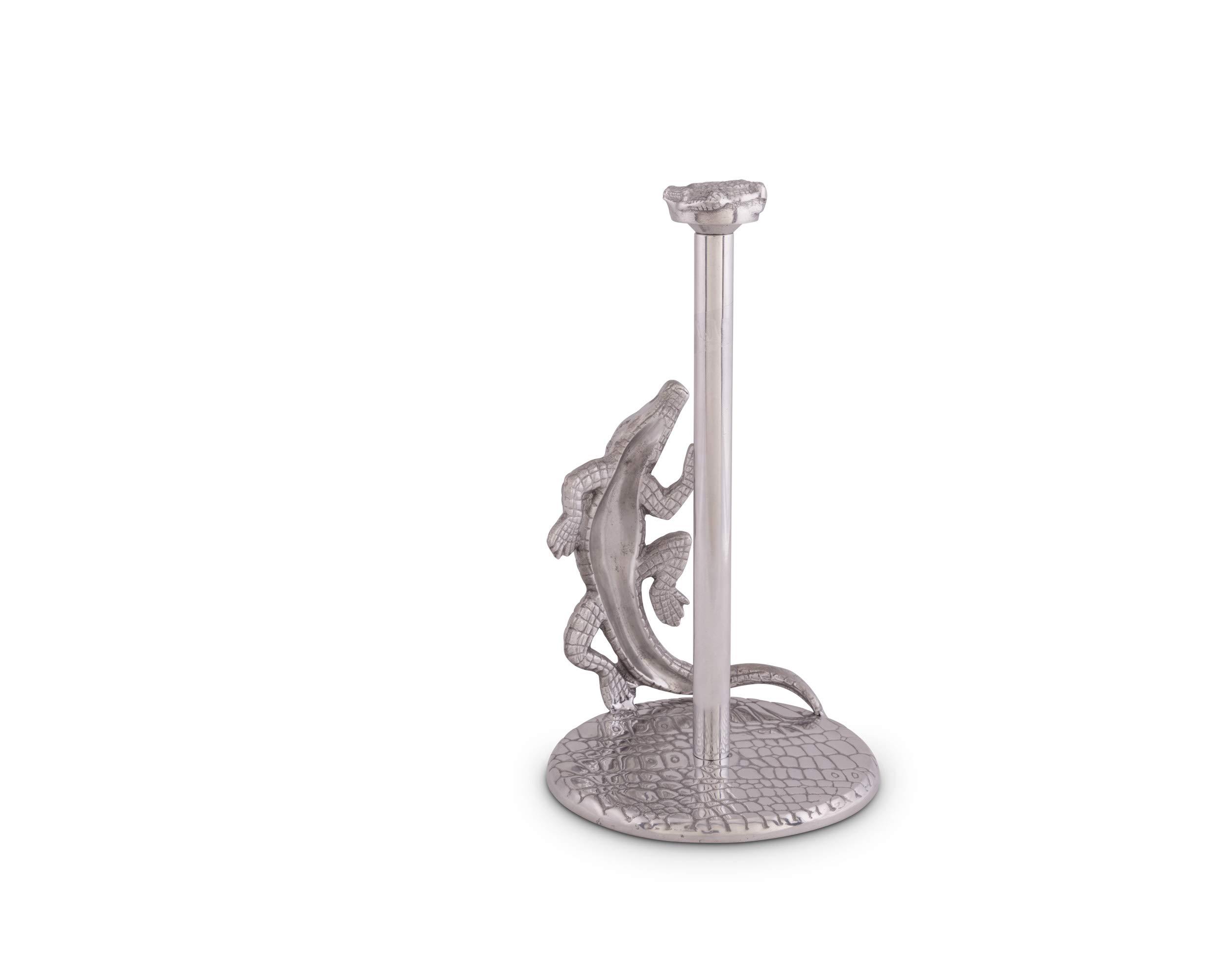 Arthur Court Arthur Court Designs Aluminum Alligator/Gator/Crocodile Paper Towel Holder Aluminum Metal Standing Tall on Countertop 12.5 inch Standing Tall