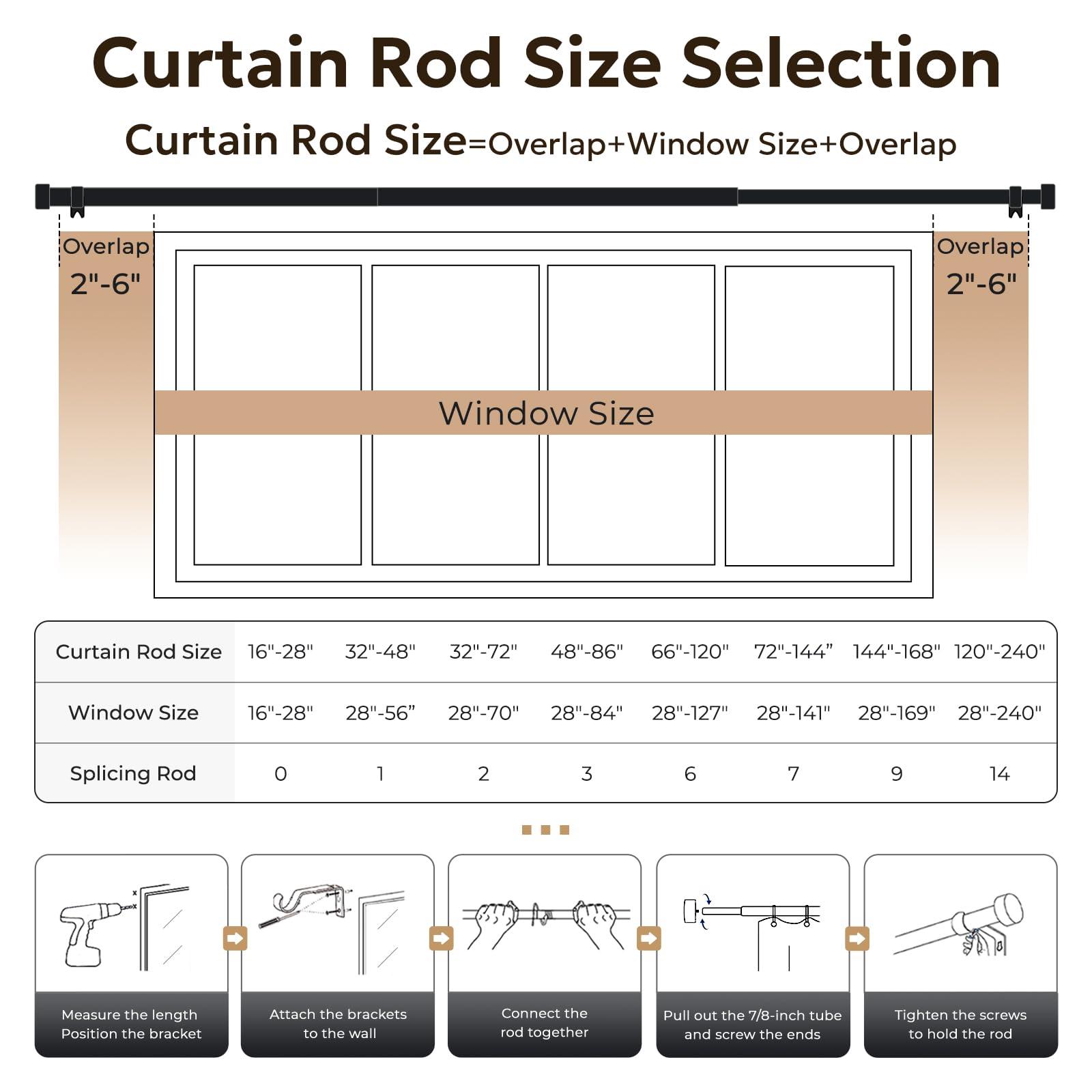zeerobee Zeerobee Curtain Rods for Windows 32 to 72, 1 Inch Heavy Duty Drapery Rods with Adjustable Length, Outdoor Modern Curtain Pole with Simple End Caps, 32"-72", Brushed Gold