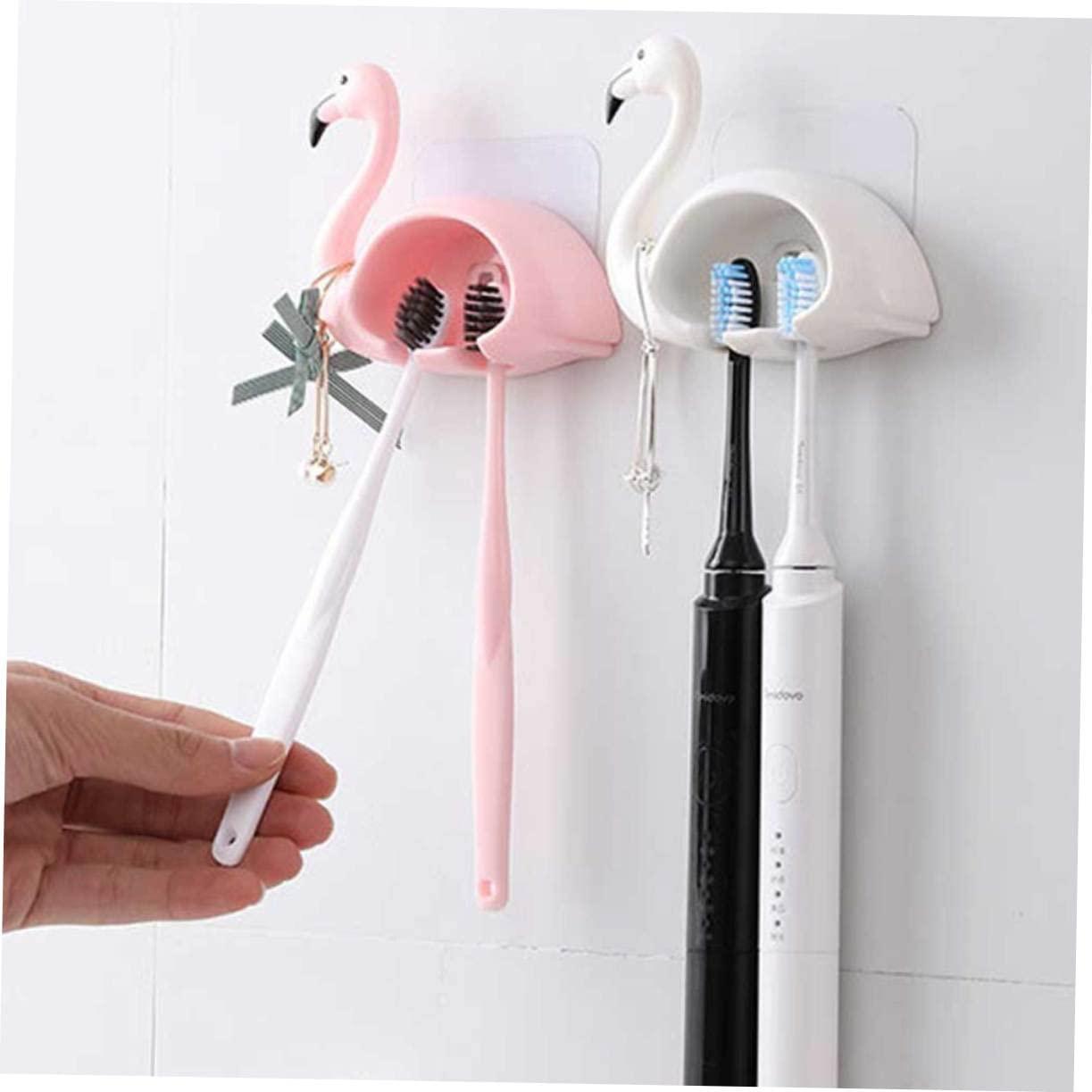 Ciieeo Ciieeo 2Pcs Pink Flamingo Toothbrush Holder with Suction Cup Design Stylish Bathroom Accessories for Toothbrushes and Toothpaste Storage