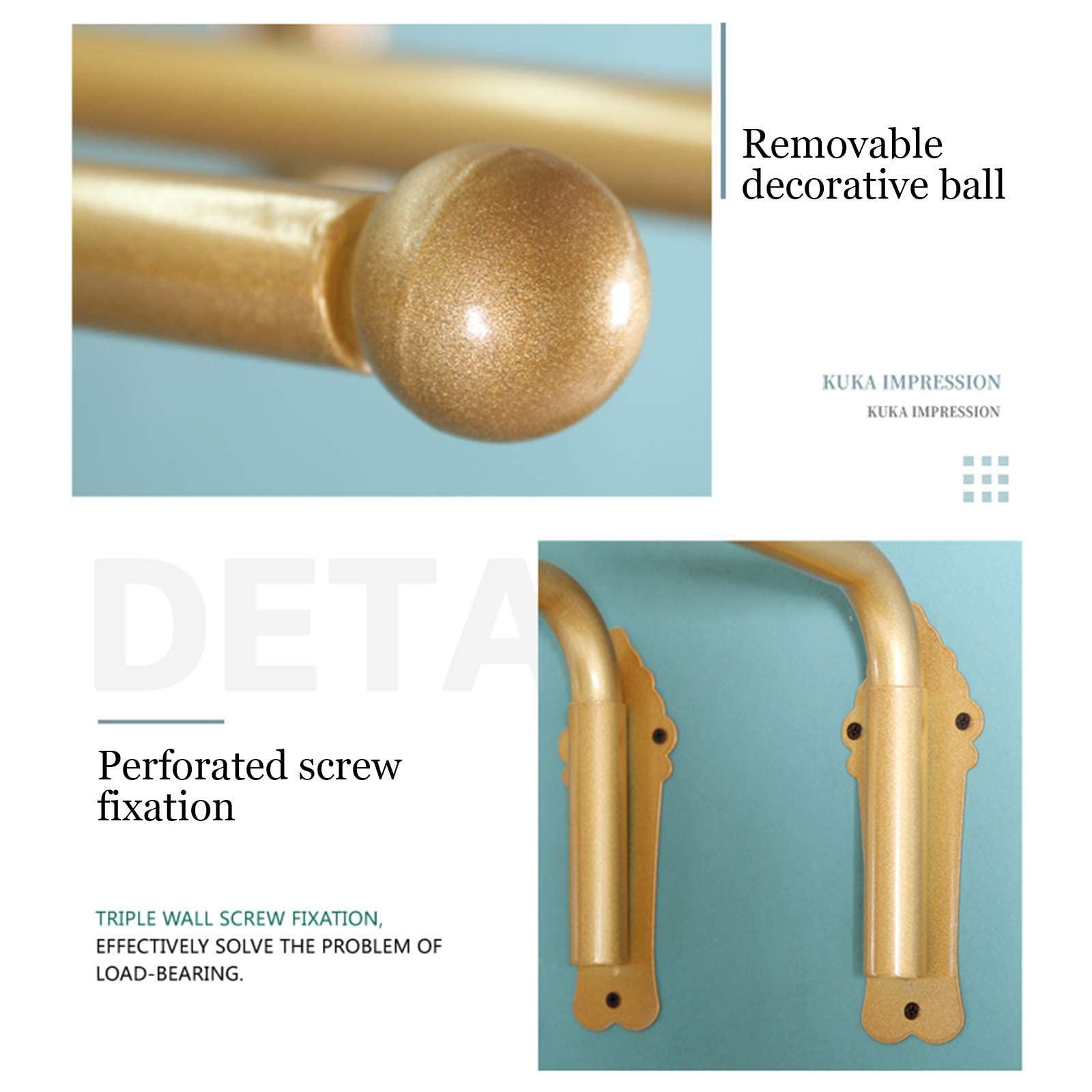 CAMZ CAMZ 2 Piece Swing Arm Curtain Rods, Iron Rod with Mounting Hardware Heavy Duty 40kg 180 Swing Window Curtain Display Stand for Store Kitchen Bathroom (Gold 120cm/47in)