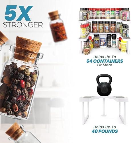 Spicy Shelf Spicy Shelf Deluxe - Expandable Spice Rack and Stackable Cabinet & Pantry Organizer (1 Set of 2 Shelves) - As seen on TV Deluxe (Spicy Shelf Organizer) - Pantry Organization - Pantry Spice Organizer