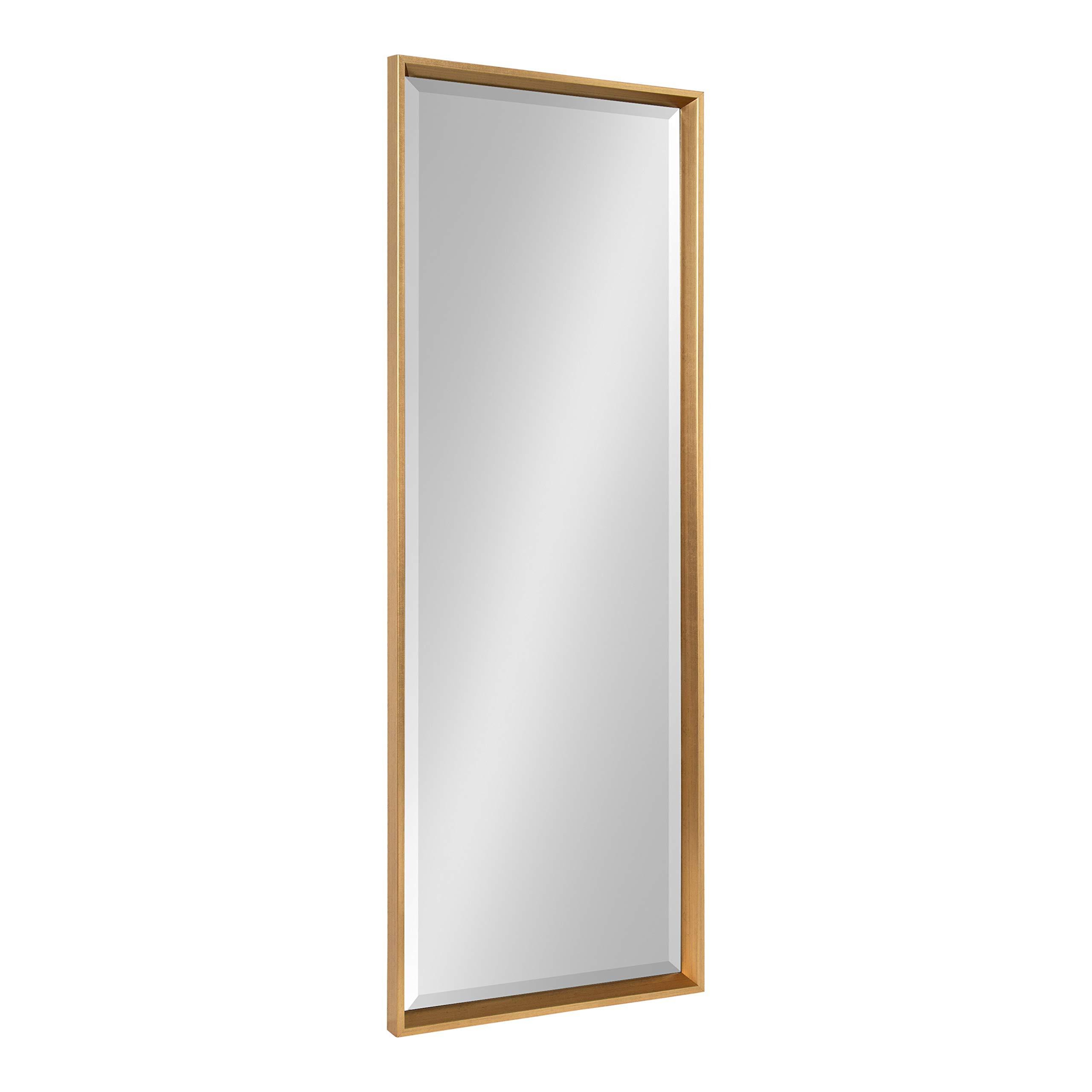 Kate and Laurel Kate and Laurel Calter Modern Framed Full Length Beveled Wall Mirror, 17.5x49.5 Gold