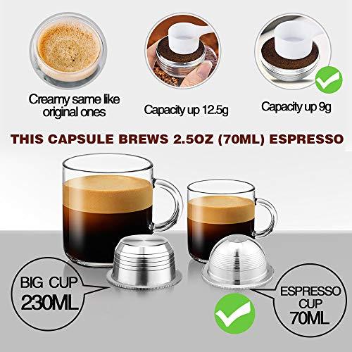 CAPMESSO CAPMESSO Coffee Capsule, Reusable Vertuoline Pod Refillable Vertuo Capsules Stainless Steel Compatible with Vertuoline Machine GCA1 and Delonghi ENV135S (2.5OZ-Double Espresso Cup(Small)