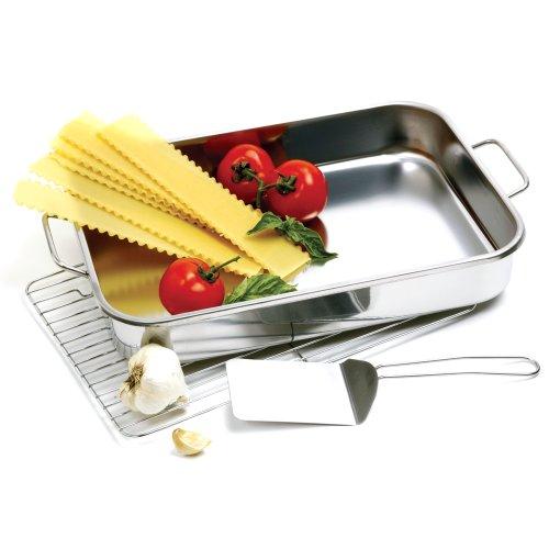 Norpro Norpro 12 by 16 Inch Stainless Steel Roast Lasagna Pan, 16 IN, Gray