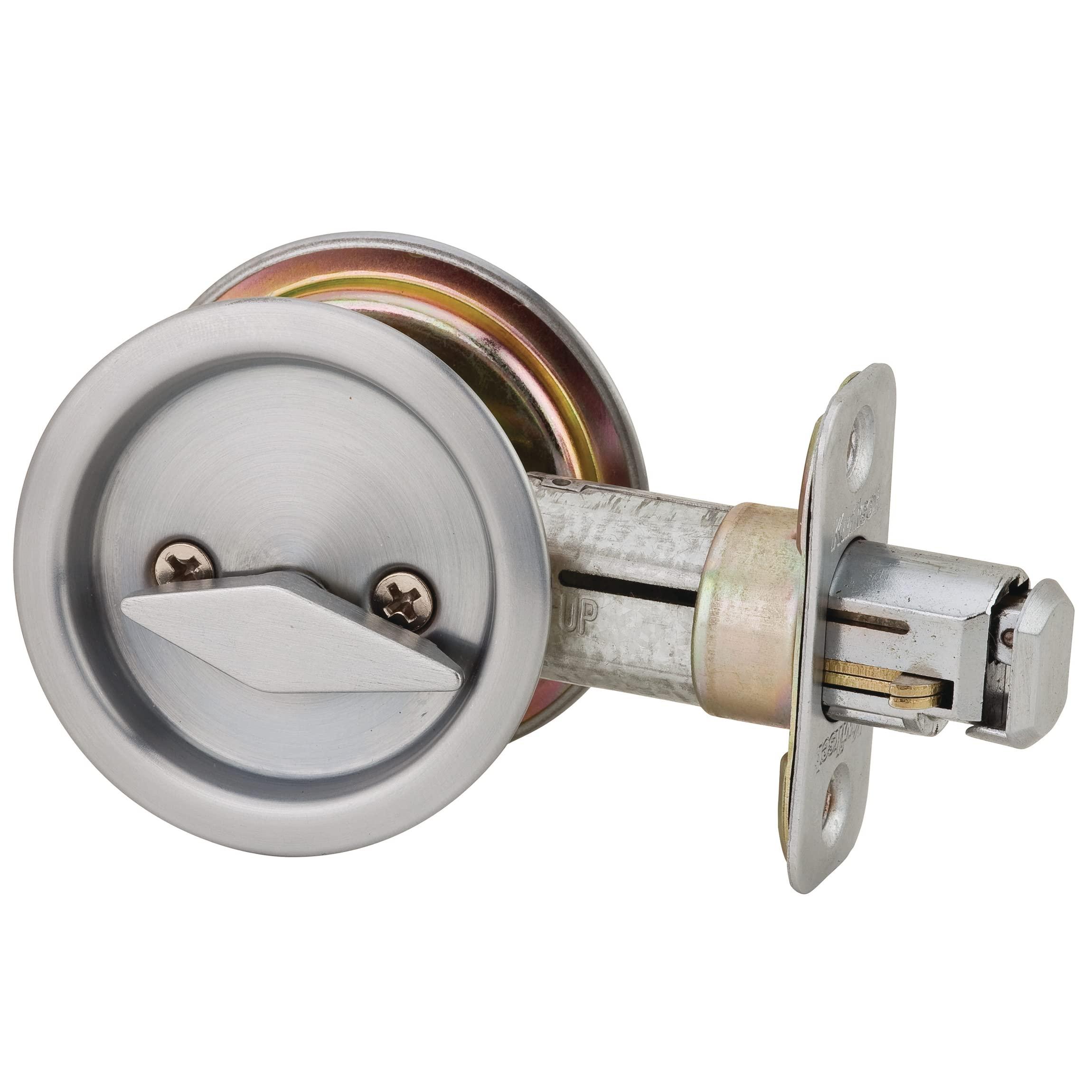 Kwikset Kwikset 335 26D RND PCKT DR LCK Round Bed/Bath Pocket Door Lock in Satin Chrome