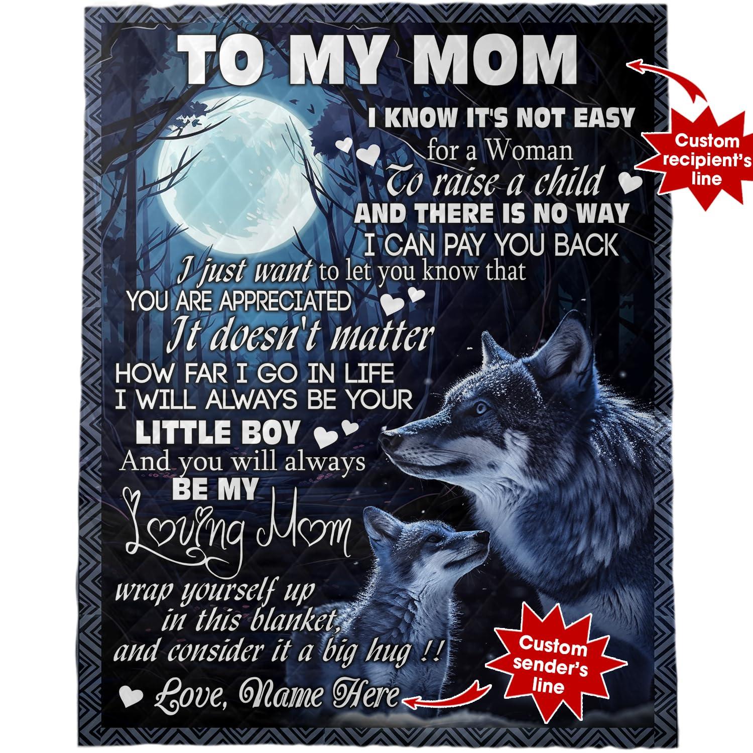 Generic Q72555 Personalized to My Mom Quilt Blanket from Daughter Son, Gift for Mom, Custom Name Quilt Blankets for Mom Gifts, Funny Mom Quilt Blanket 50x60