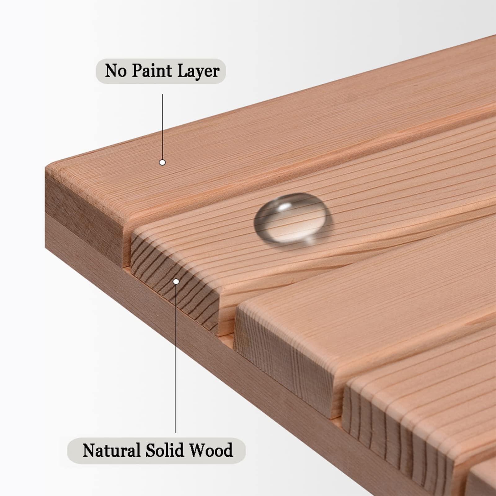 SUNMME Bamboo Wood Bath Mat, Sturdy Shower Mat,Wooden Bamboo Bath Shower Mat,Non-Slip Waterproof Large Bathroom Floor Mat for Indoor Outdoor,Easy Storage,Outdoor Shower Mat,75x120cm/30x47in