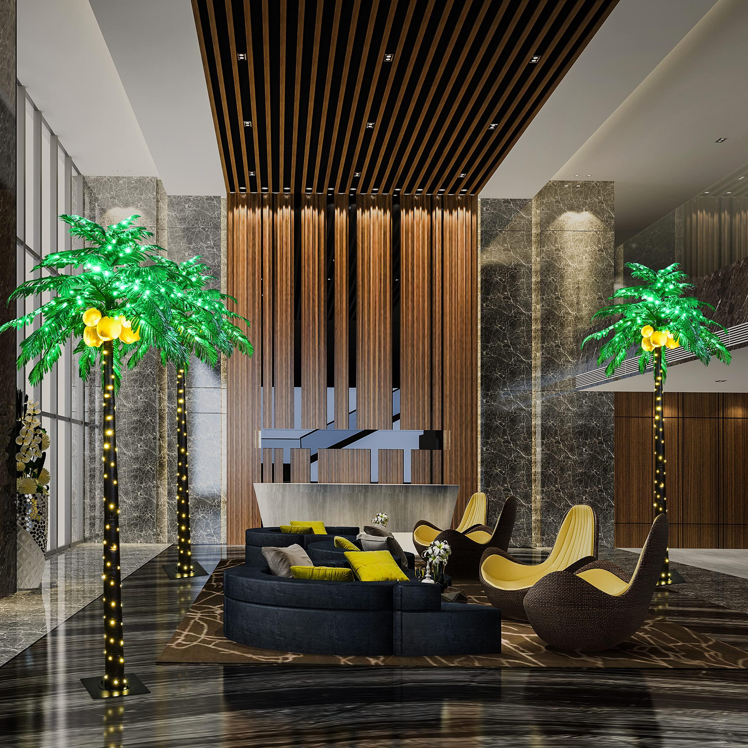 SPIRIT STAR CHRISTMAS CENTER Lighted Palm Tree with Coconuts 9FT 368 LED Artificial Palm Tree Lights for Decoration Outdoor and Indoors Summer Holiday Tiki Bar Christmas Patio Pool