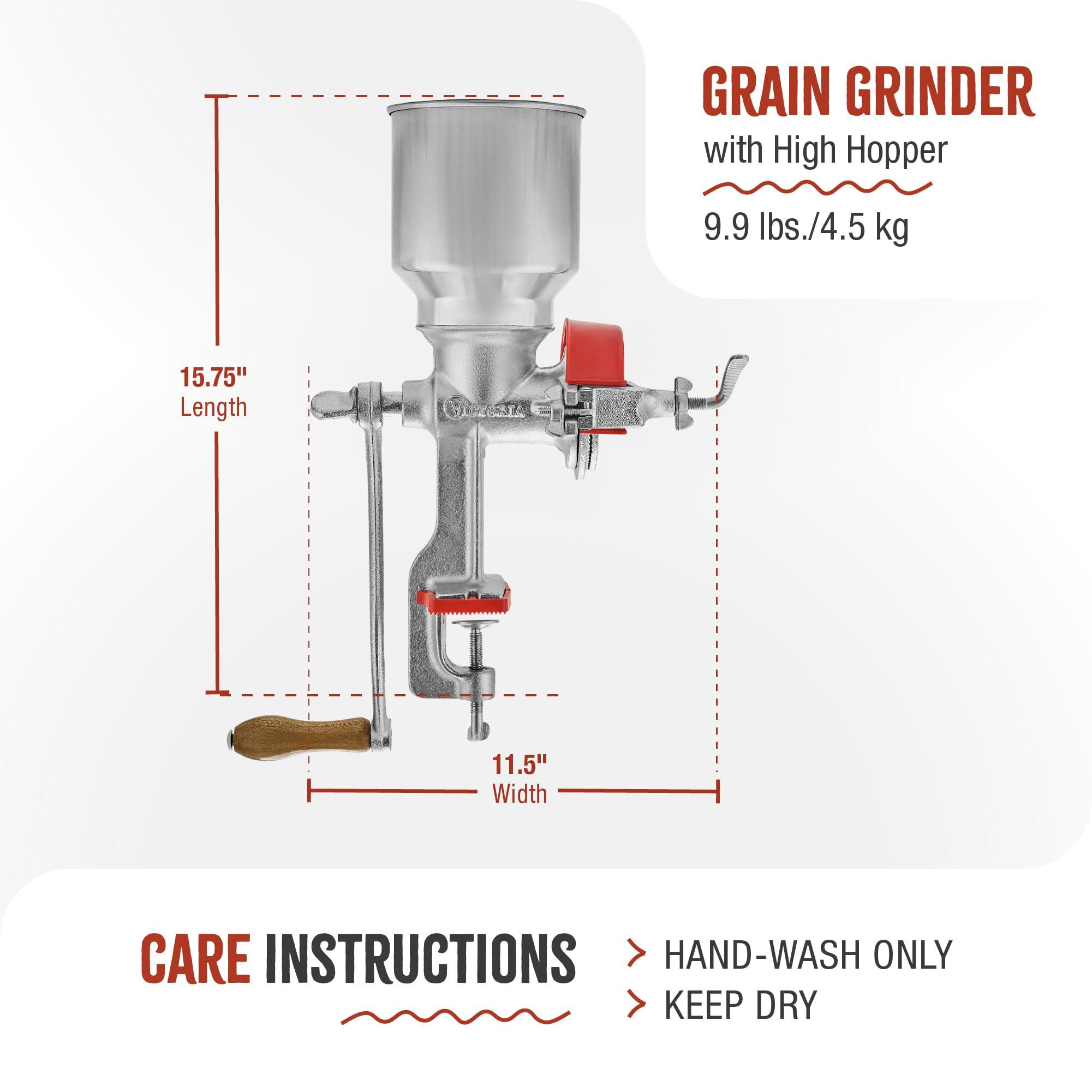 Victoria Victoria Manual High-Hopper Grain Grinder, Made in Colombia, Silver