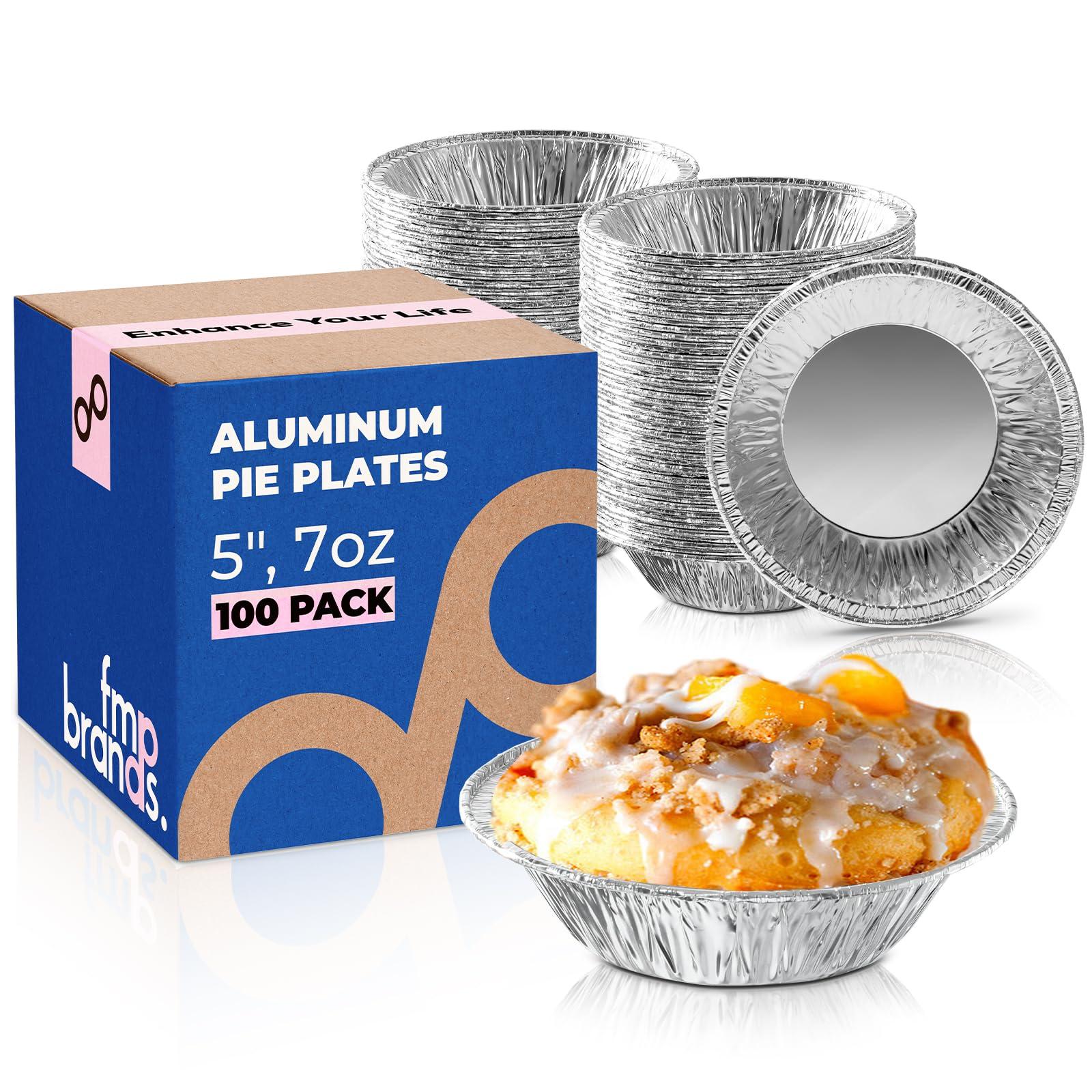 Fit Meal Prep Fit Meal Prep 100 Pack 5 Aluminum Foil Pie Pans, 5 inch Disposable Aluminum Baking Pie Pan, Deep Foil To Go Food Storage Containers Freezer Safe for Catering, Packaging
