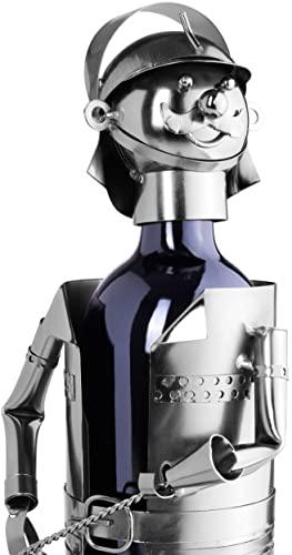 BRUBAKER BRUBAKER Wine Bottle Holder Firefighter - Metal Sculpture - Wine Rack Decor - Tabletop - with Greeting Card