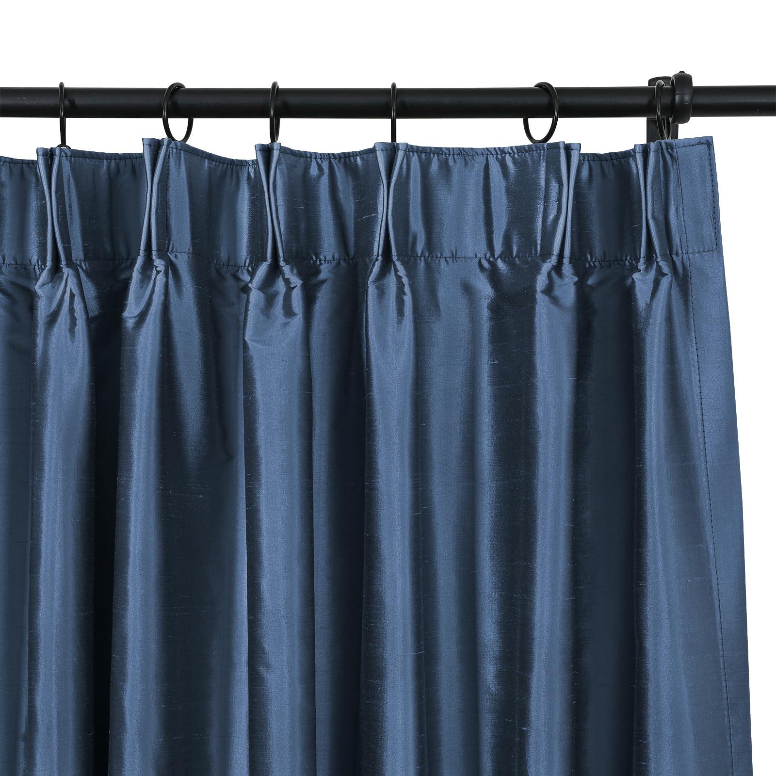 ChadMade ChadMade 100% Dupioni Silk Drape 84 Inches Long Pinch Pleat Curtain for Sliding Patio Door Light Darkening Room Divider Curtain, French Blue Curtain 50Wx84L (1 Panel), Selman Collection