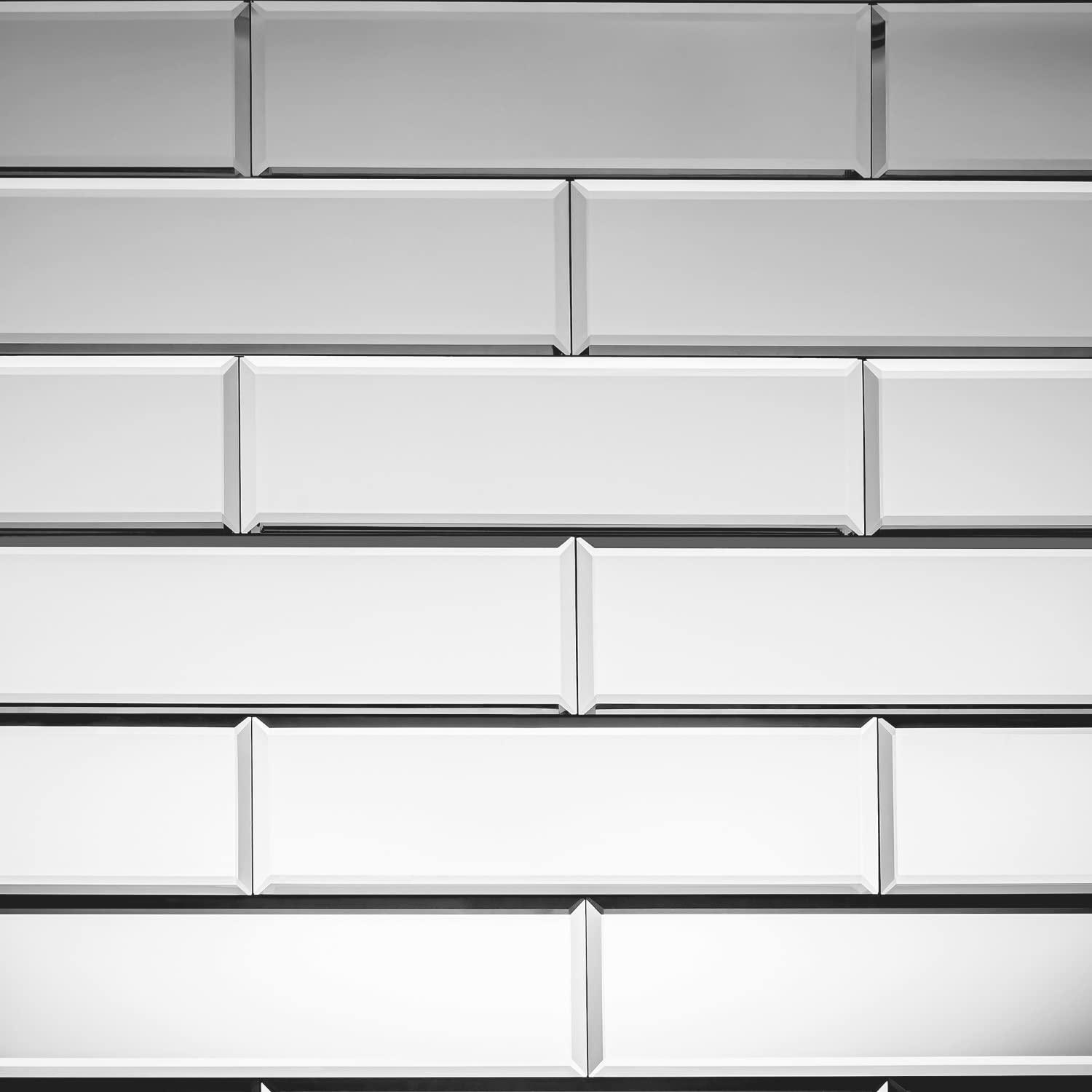 Tilebay 3x10 Mirror Backsplash Tiles Glass Beveled Subway Tiles for Kitchen or Bathroom Wall (55 Pcs, 12 Sq.ft)