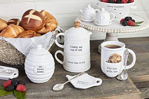 Mud Pie Mud Pie Honey Pot Serving Set, 4x3, White