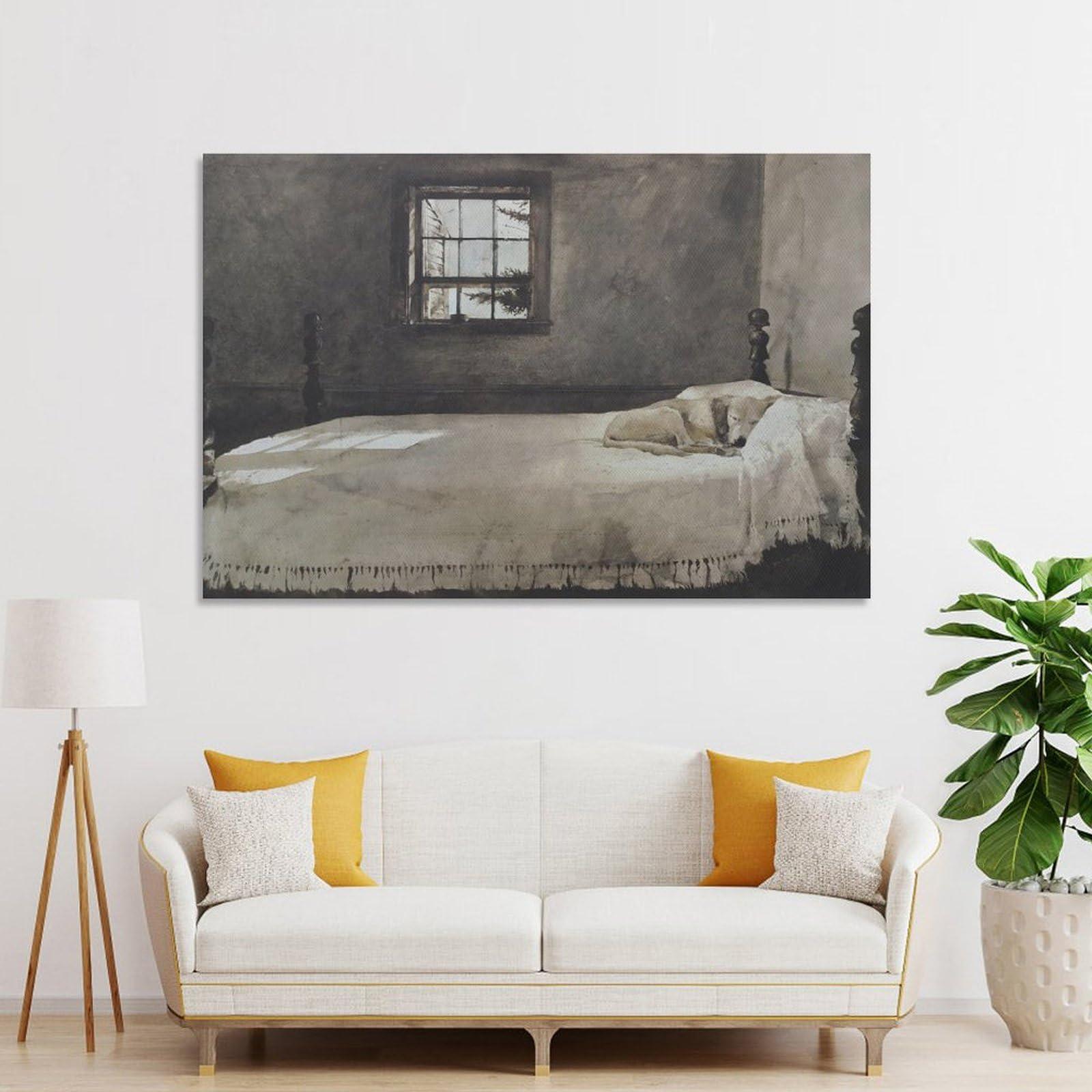 QNAOTQR Master Bedroom by Andrew Wyeth Realism Famous Painting Artist Poster Canvas Wall Art Print Suitable Canvas Wall Art Prints for Wall Decor Room Decor Bedroom Decor Gifts 24x36inch(60x90cm) Unframe-st