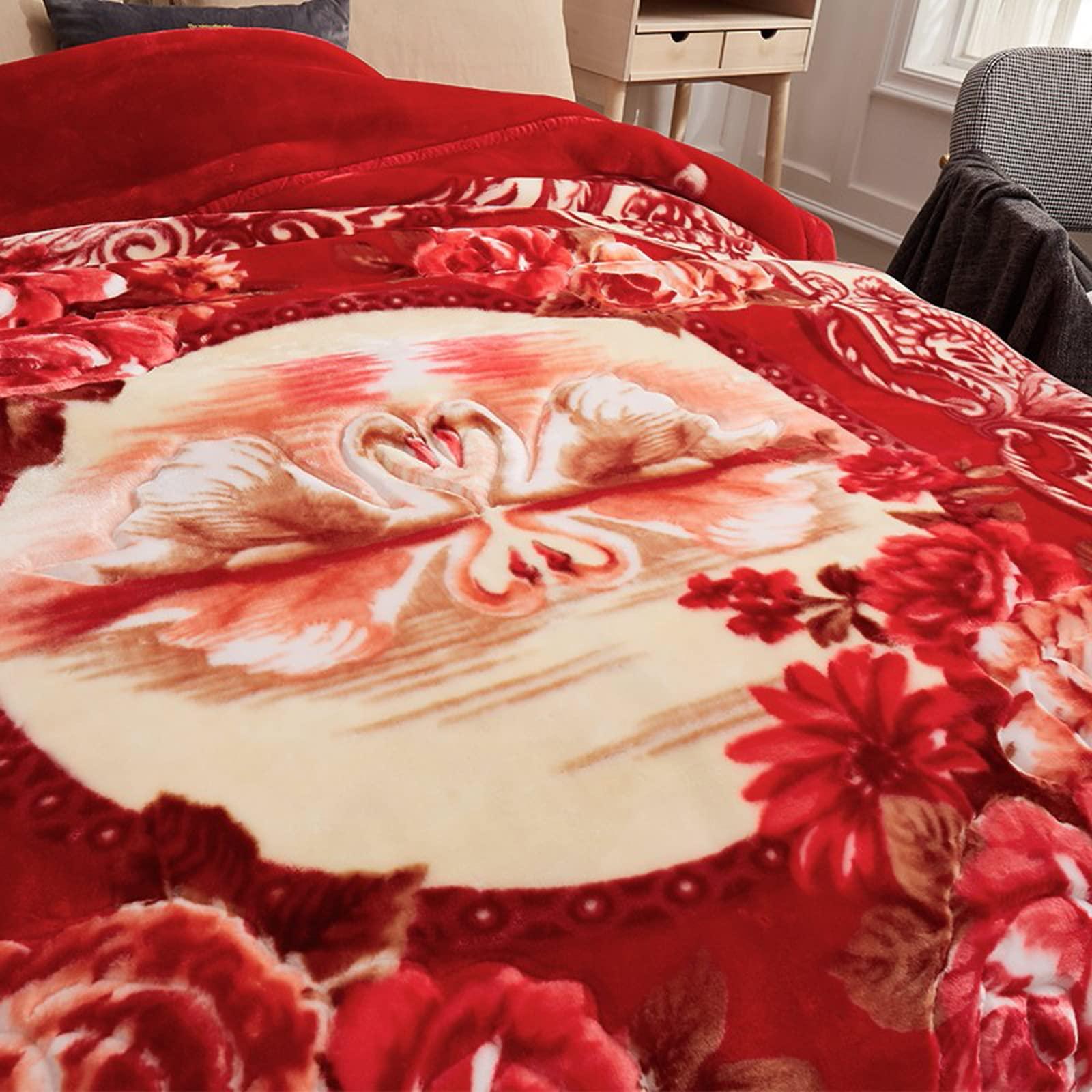 LGYKUMEG LGYKUMEG Korean Faux Mink Fleece Blanket,79x91in Queen Size Mink Blanket,Heavy Fleece Blanket, 9 Pounds,Plush Printed Bed Blanket - Soft and Warm, for Autumn,Winter,Home,Bed,Couch