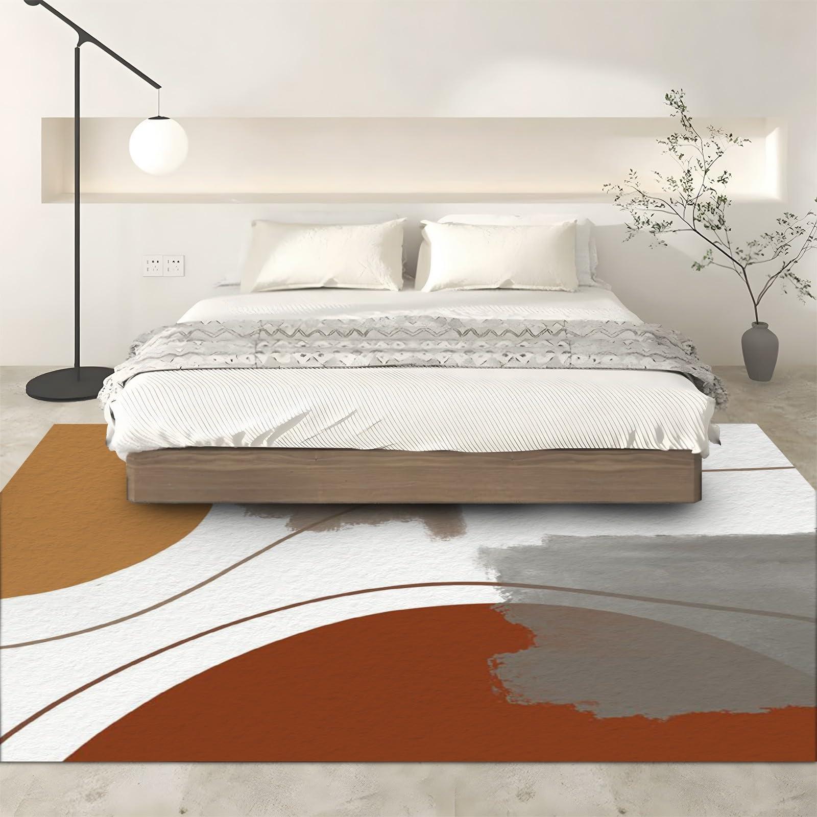 IJUGIX Washable Rug 3x5 Area Rugs for Living Room, Stain Resistant Area Rug, Non-Slip Backing Rugs for Bedroom, Kitchen, Minimalist Geometric Graffiti Lines Printed Carpet