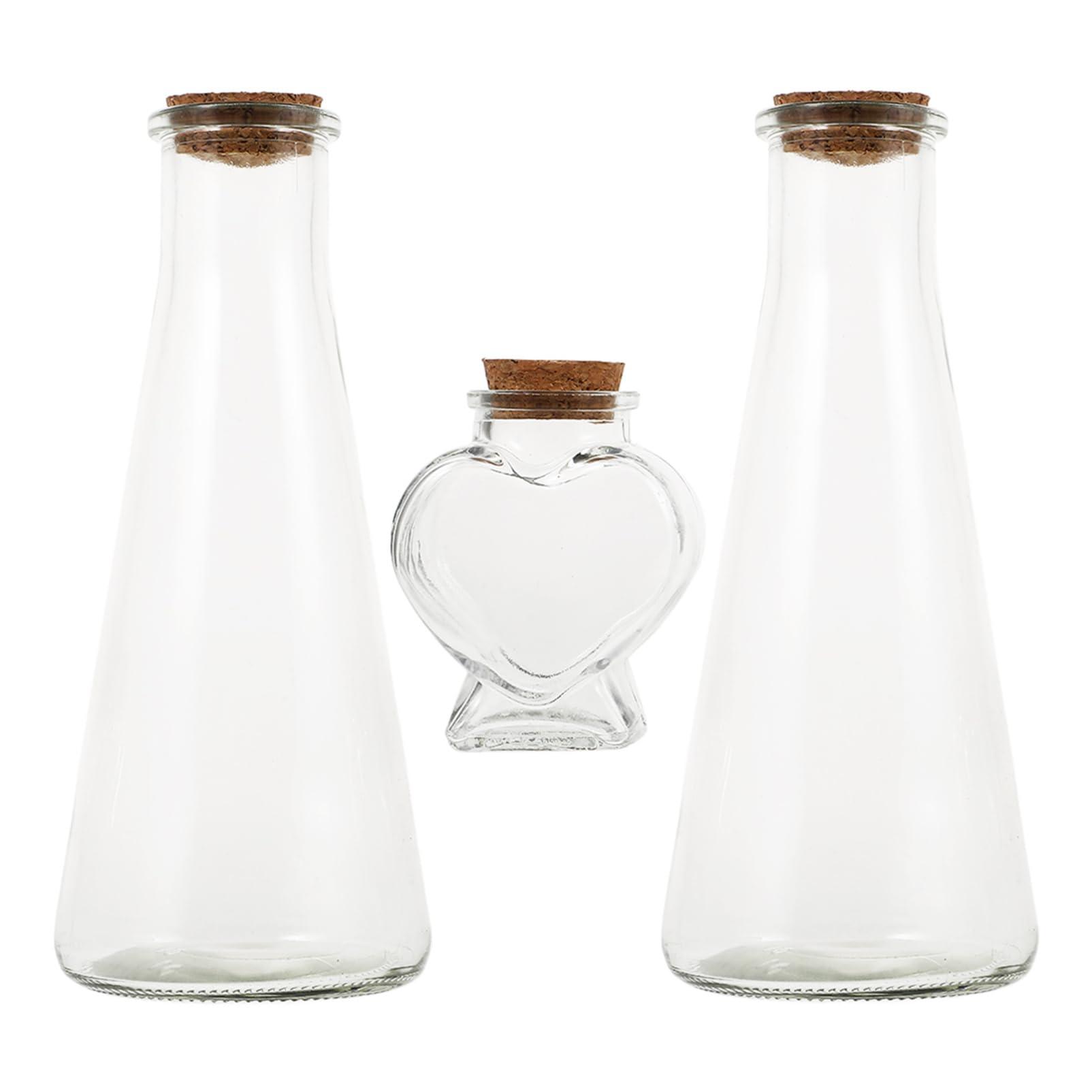ABOOFAN ABOOFAN Unity Sand Ceremony Set, 3pcs Wedding Sand Ceremony Kit Heart Tower Shaped Vase Glass Drift Bottle Jar Diy Wish Bottle Wedding Engagement Ceremony Party Decor