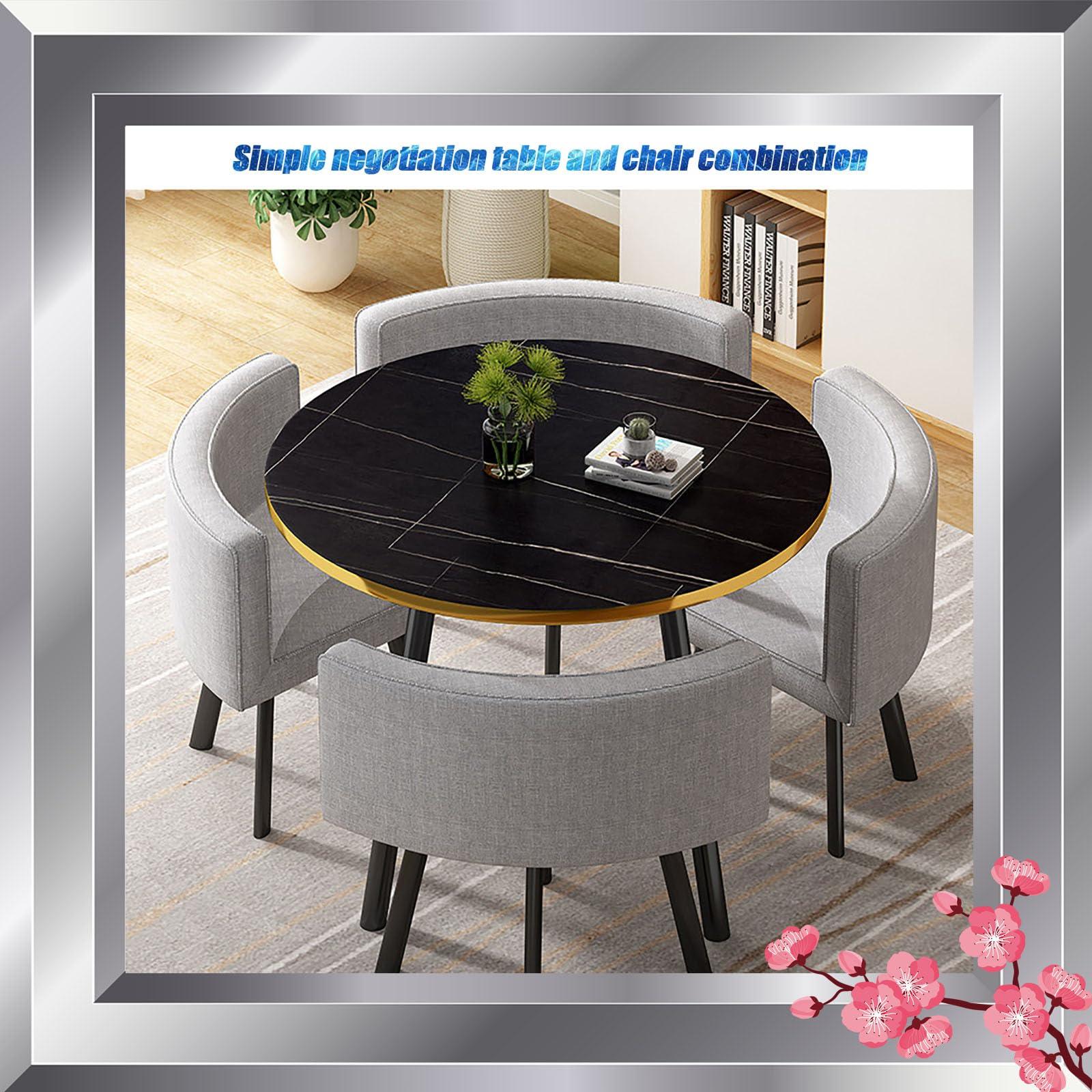 OCAZI OCAZI Round Conference Table for Dinning Room/Kitchen Simple Small Round Table Kitchen Dining Table Set Modern Round Breakfast Bar Round Furniture Table and Chair Set 90x75cm/35.4x29.5in(WxH)#42