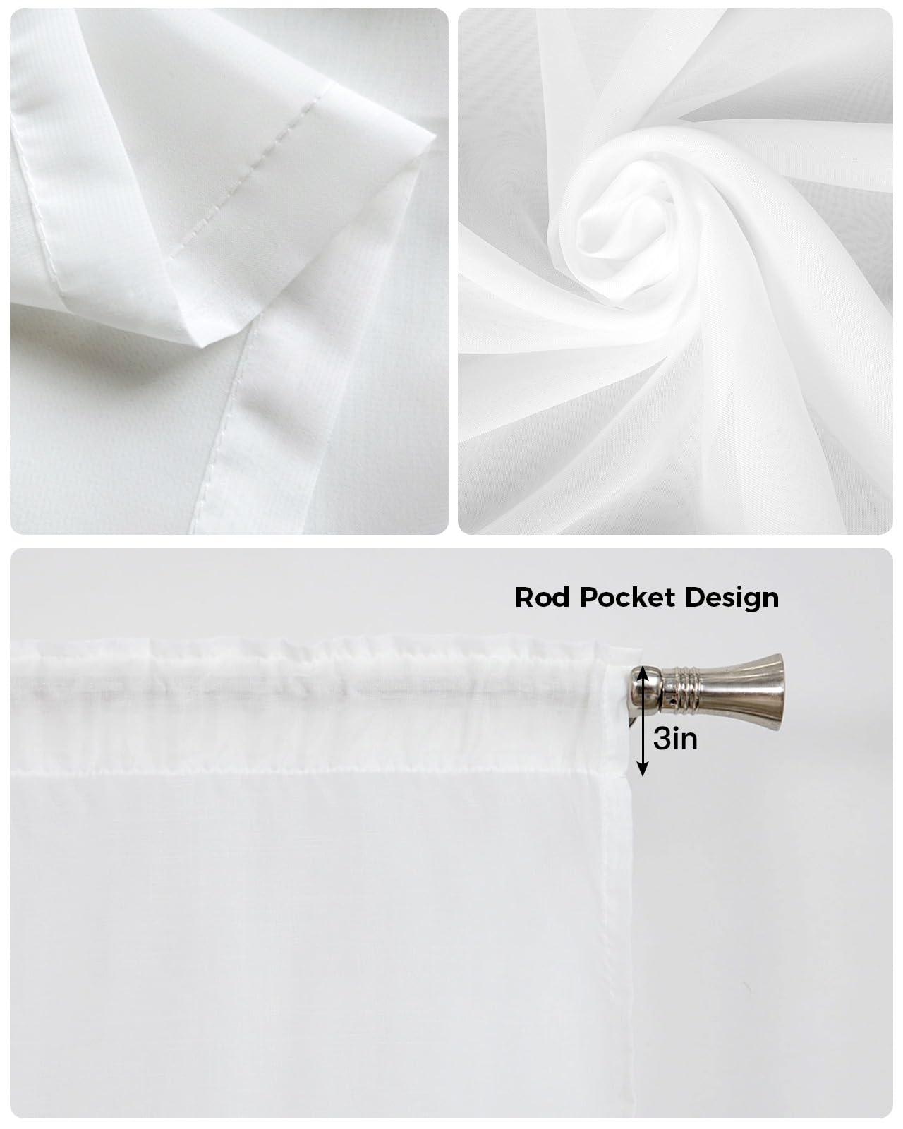 Falaniique Watercolor Lavender Swag Curtain Drapes 63 Inches Long 2 Panels Set,Long Semi-Sheer Curtain Drapes Rod Pocket Valance Drapery for Kitchen,Bathroom Window Purple Floral Spring Summer White 72" Wx63 L