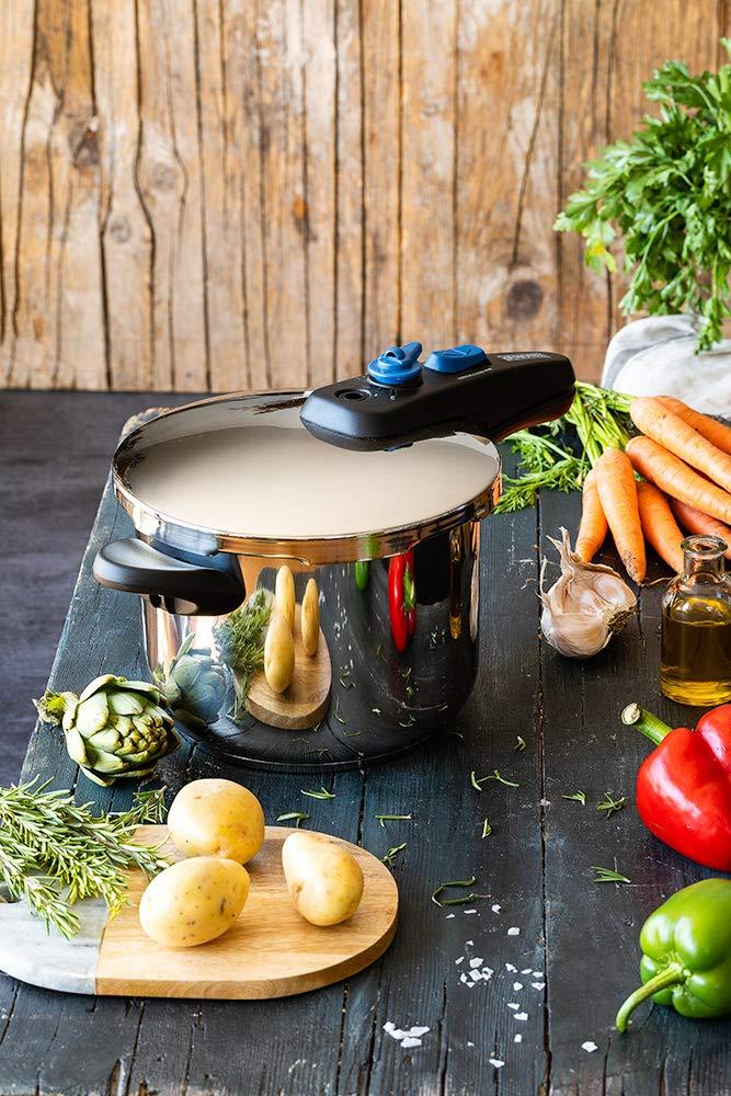 Monix Monix Veloce | 7 Litre Rapid Pressure Cooker, Triple Safety System, Two System of Fusion, Silver, 18/10 Stainless Steel, 22 cm