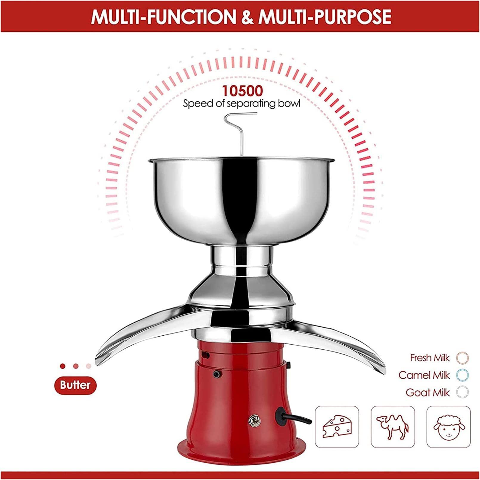 MaGiLL Commercial Electric Fresh Milk Cream Separator, 50L/H, Cream Thickness Adjustable, Milk Skimming Machine, Milk Centrifugal Separator for Sheep Milk, Goat Milk