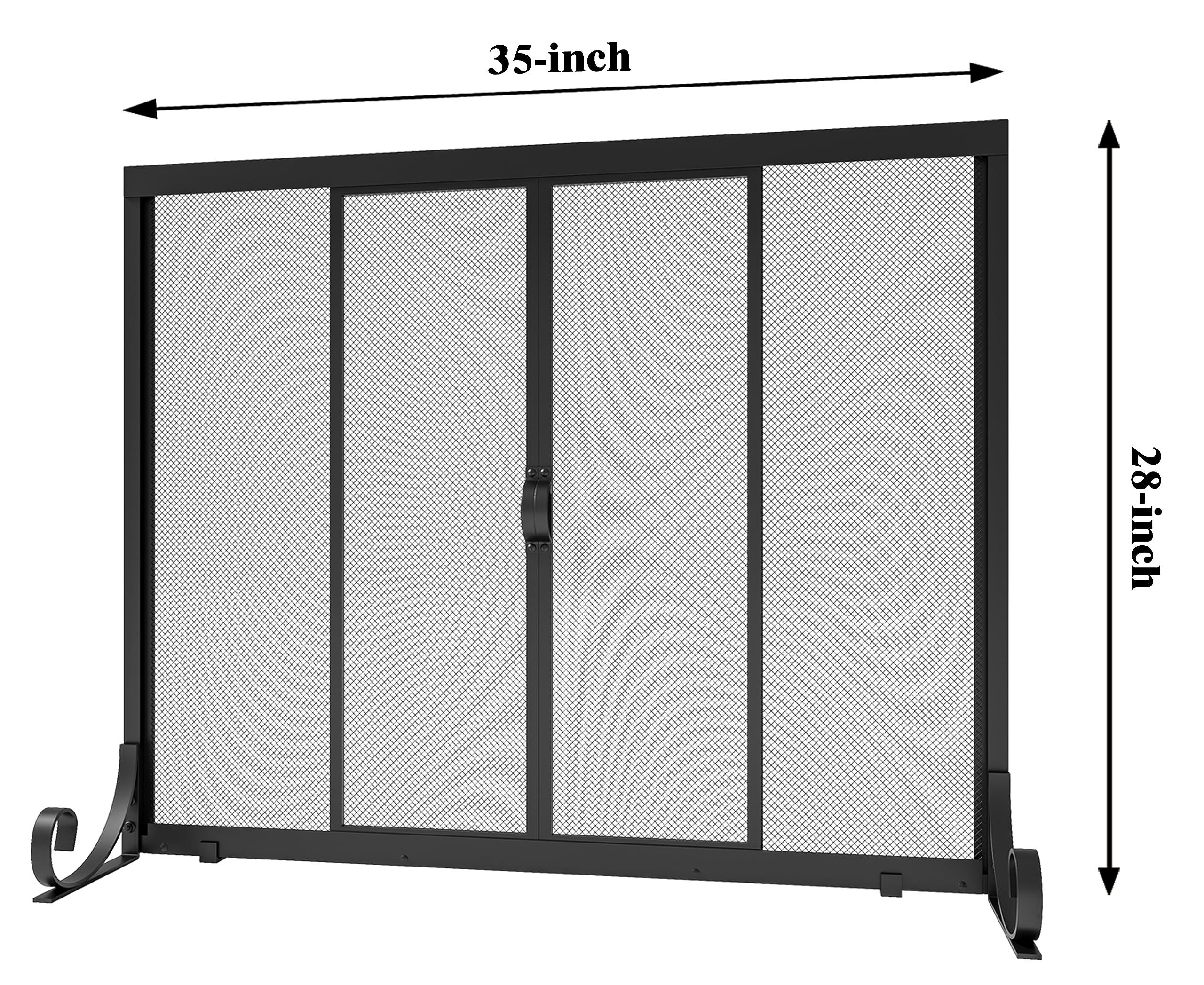 Fire Beauty Fire Beauty Fireplace Screen, Wrought Iron Mesh, Baby Safe Spark Guard Protector with 2-Doors Large Flat Guard Screens (35 x 28 Inch)