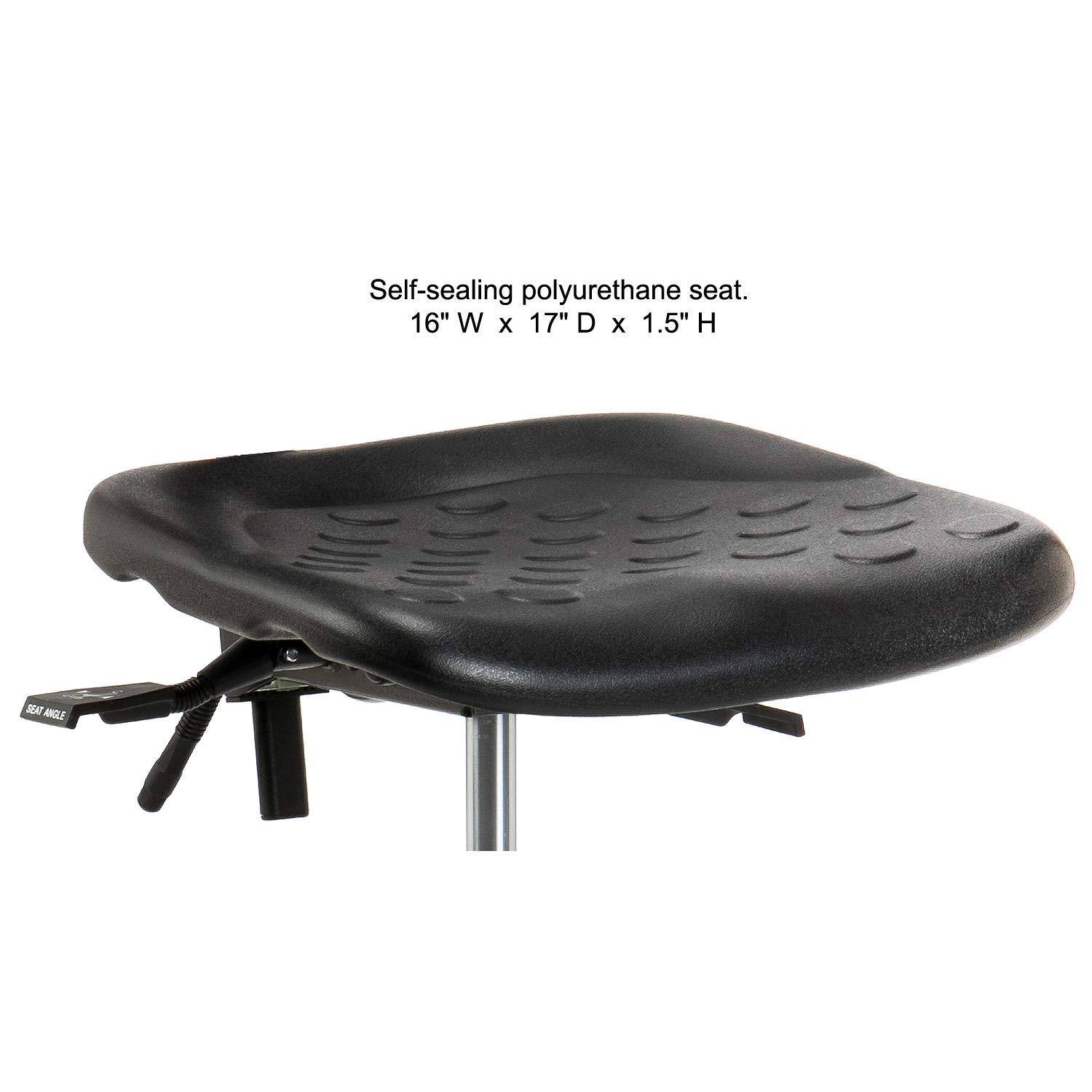 Perch Chairs & Stools Perch Clean Room Ergonomic Industrial Chair with Handle, Footring and Stationary Caps, Workbench Height