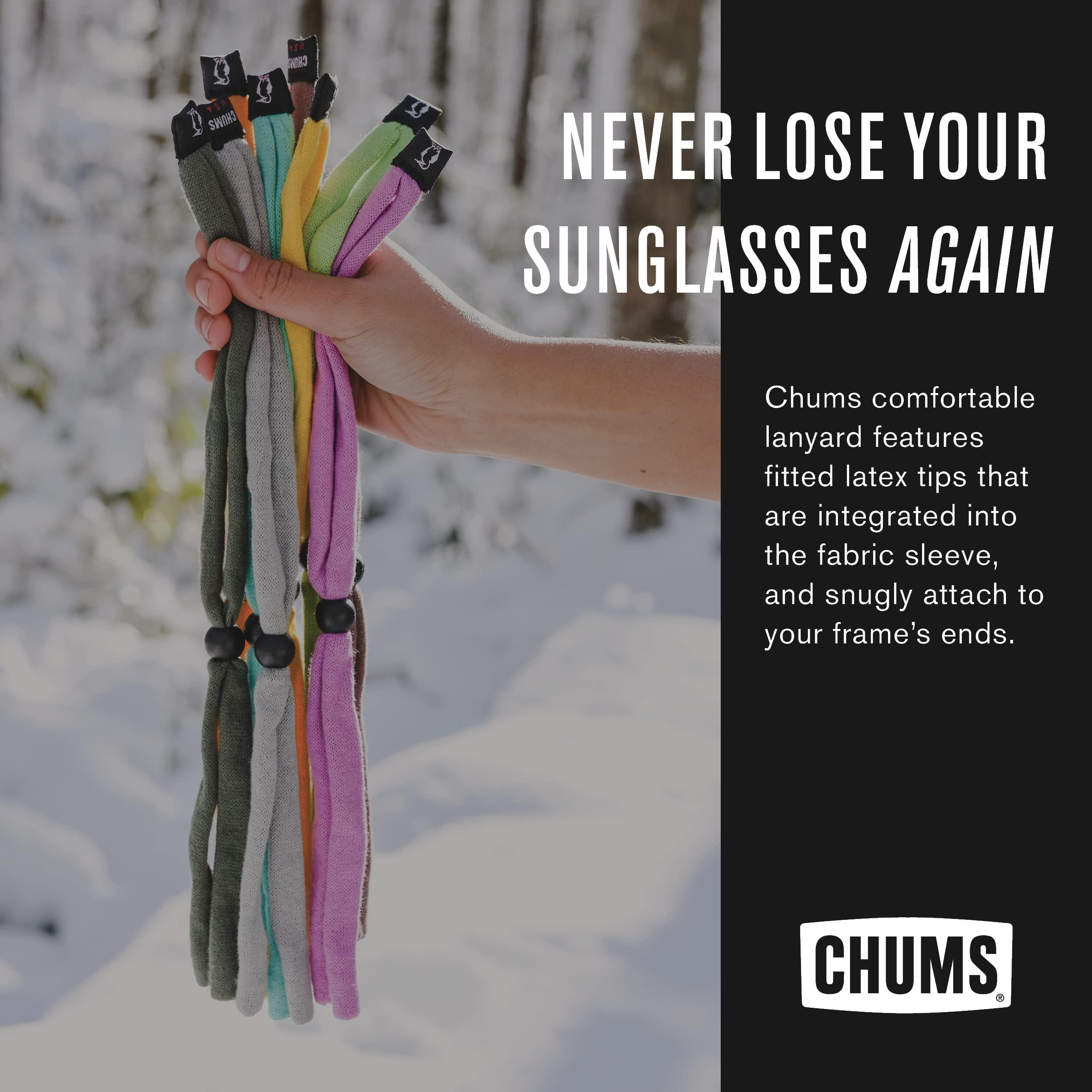 Chums Chums Original Large Frame Cotton Retainer - Unisex Eyewear Keeper for Sunglasses & Glasses - Adjustable Fit, Washable & Made in USA (Large-End, Black)